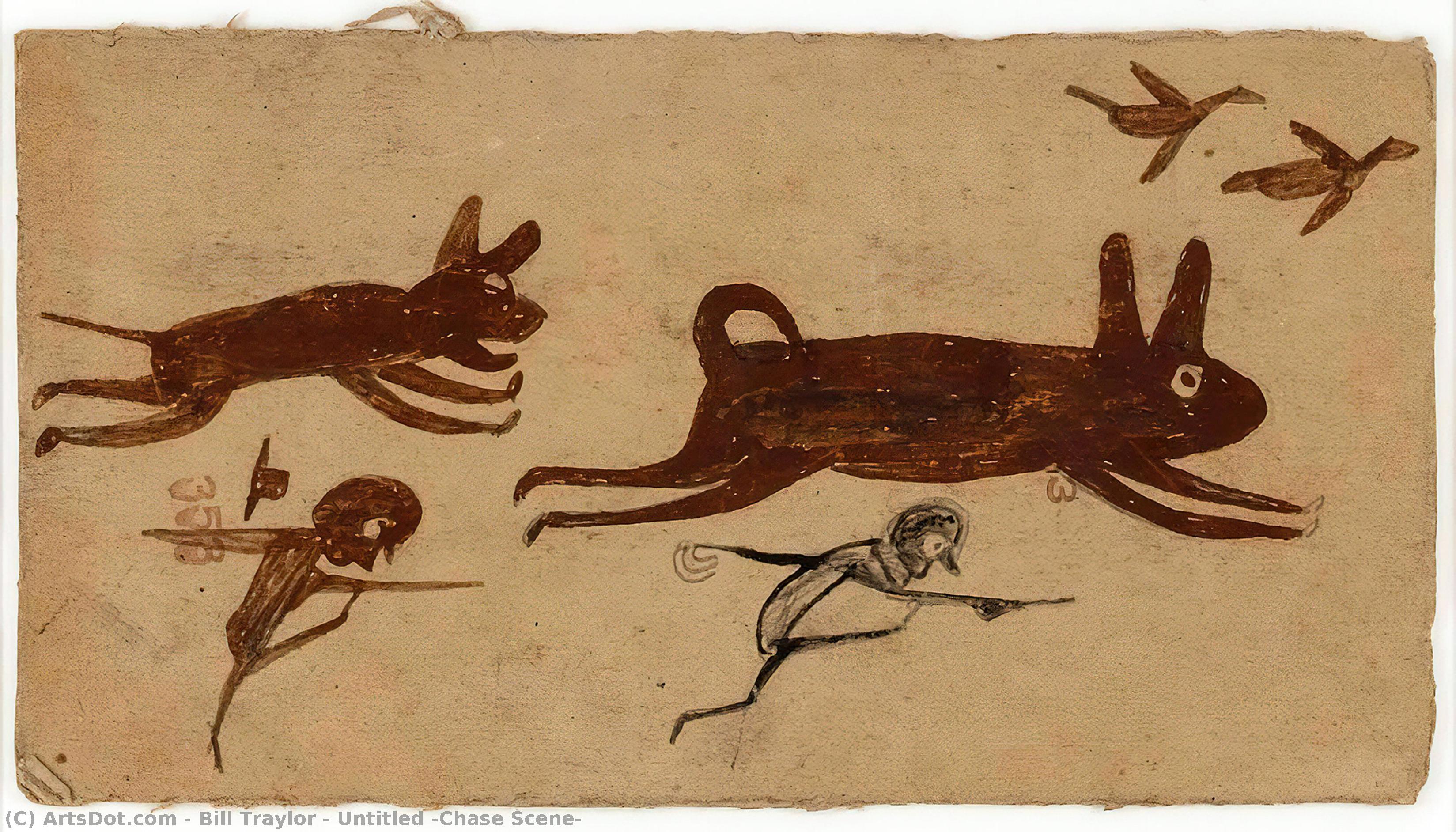 Order Oil Painting Replica Untitled (Chase Scene), 1940 by Bill Traylor (1854-1949) | ArtsDot.com