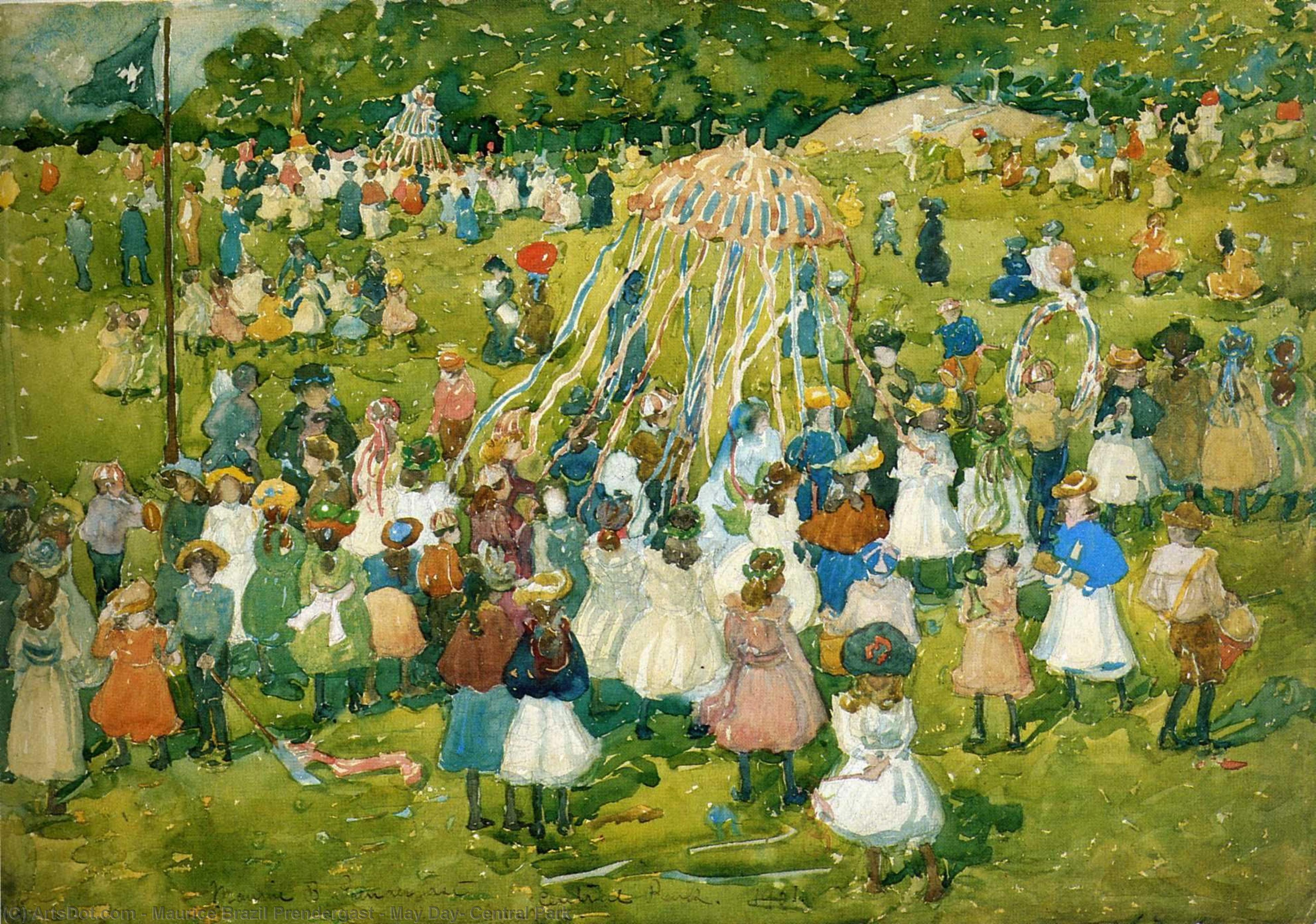 Order Art Reproductions May Day, Central Park, 1903 by Maurice Brazil Prendergast (1858-1924, Canada) | ArtsDot.com