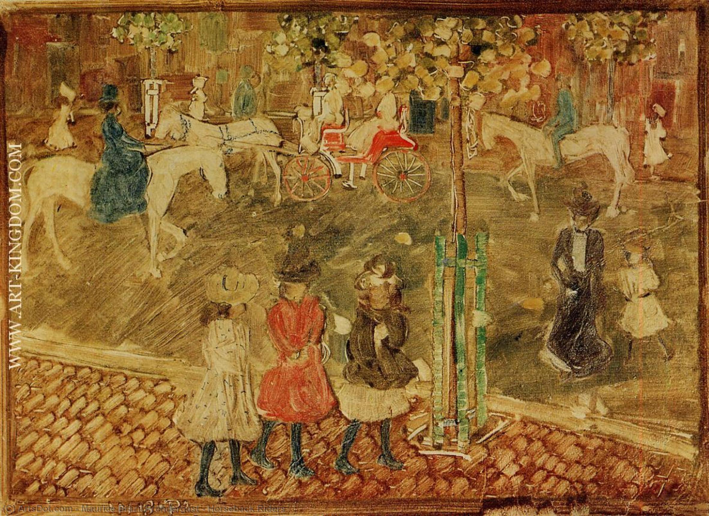 Order Oil Painting Replica Horseback Riders, 1900 by Maurice Brazil Prendergast (1858-1924, Canada) | ArtsDot.com