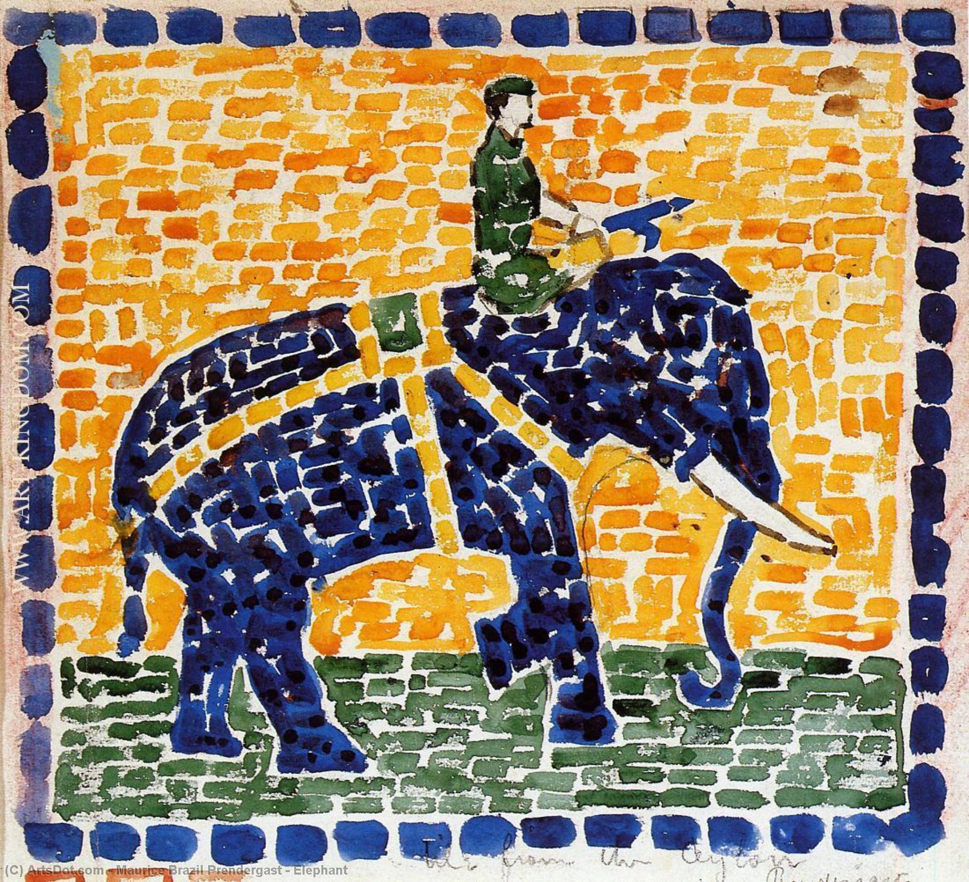 Order Paintings Reproductions Elephant, 1915 by Maurice Brazil Prendergast (1858-1924, Canada) | ArtsDot.com
