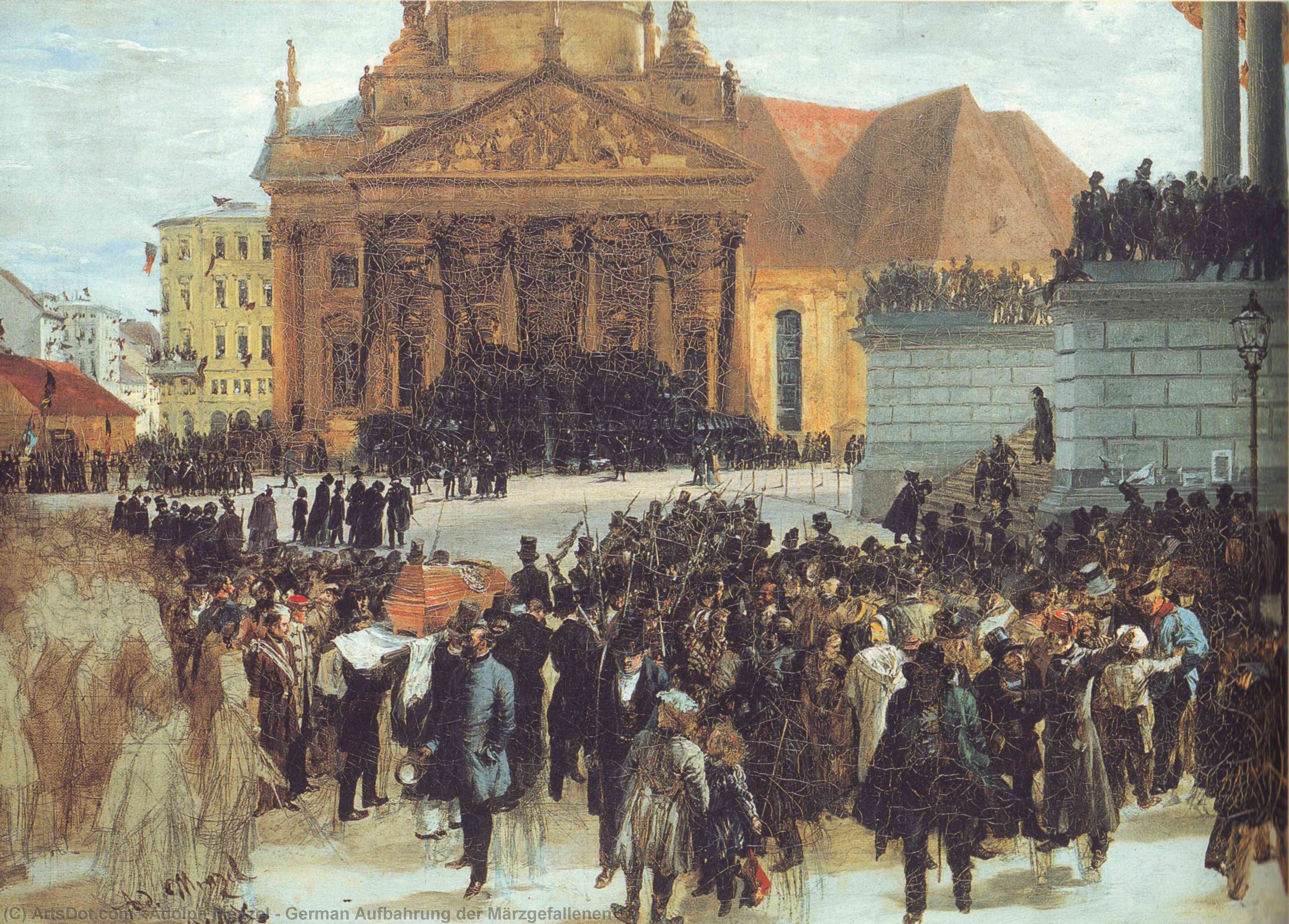 Buy Museum Art Reproductions German Aufbahrung der Märzgefallenen, 1848 by Adolph Menzel | ArtsDot.com