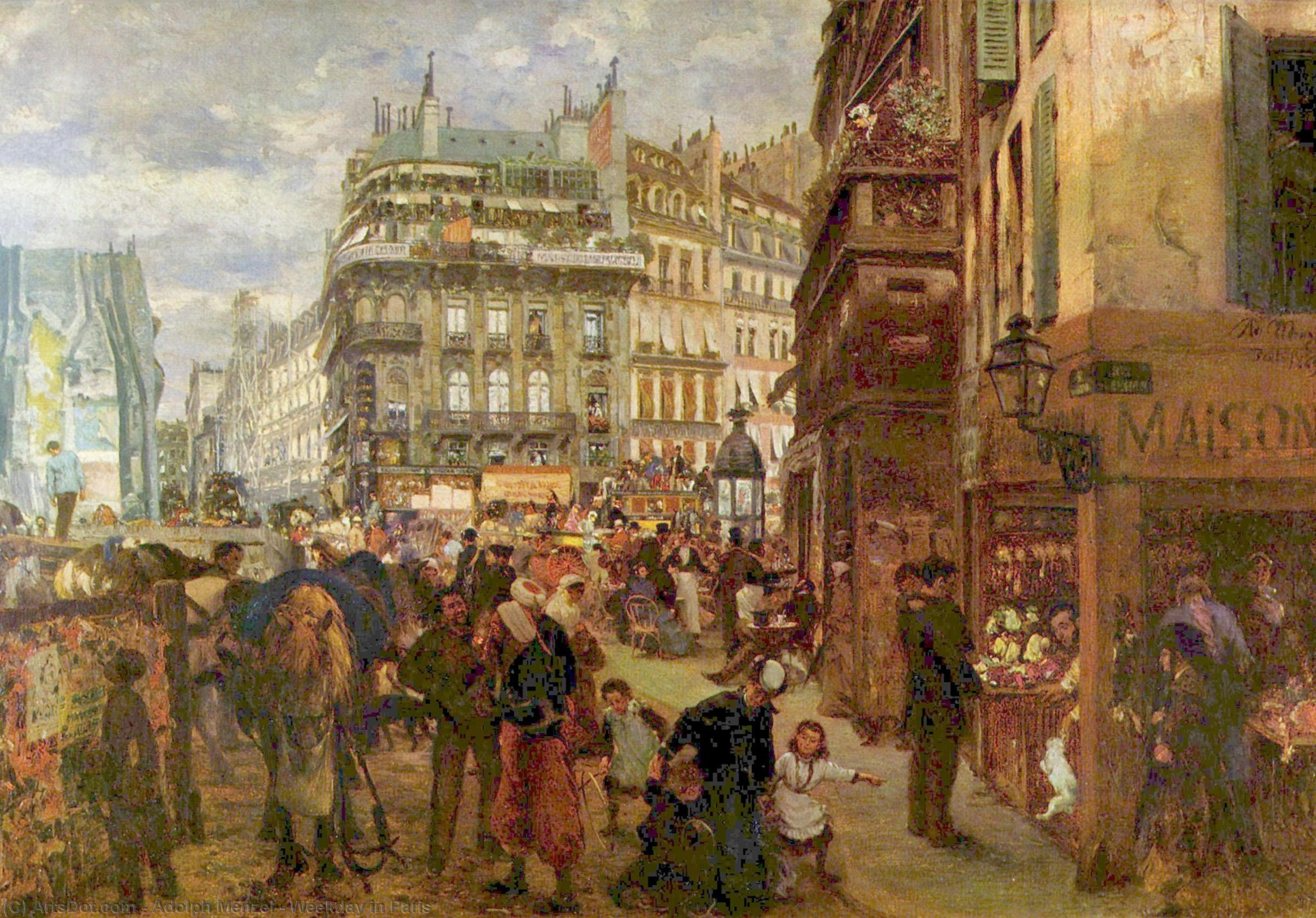 Buy Museum Art Reproductions Weekday in Paris, 1869 by Adolph Menzel | ArtsDot.com