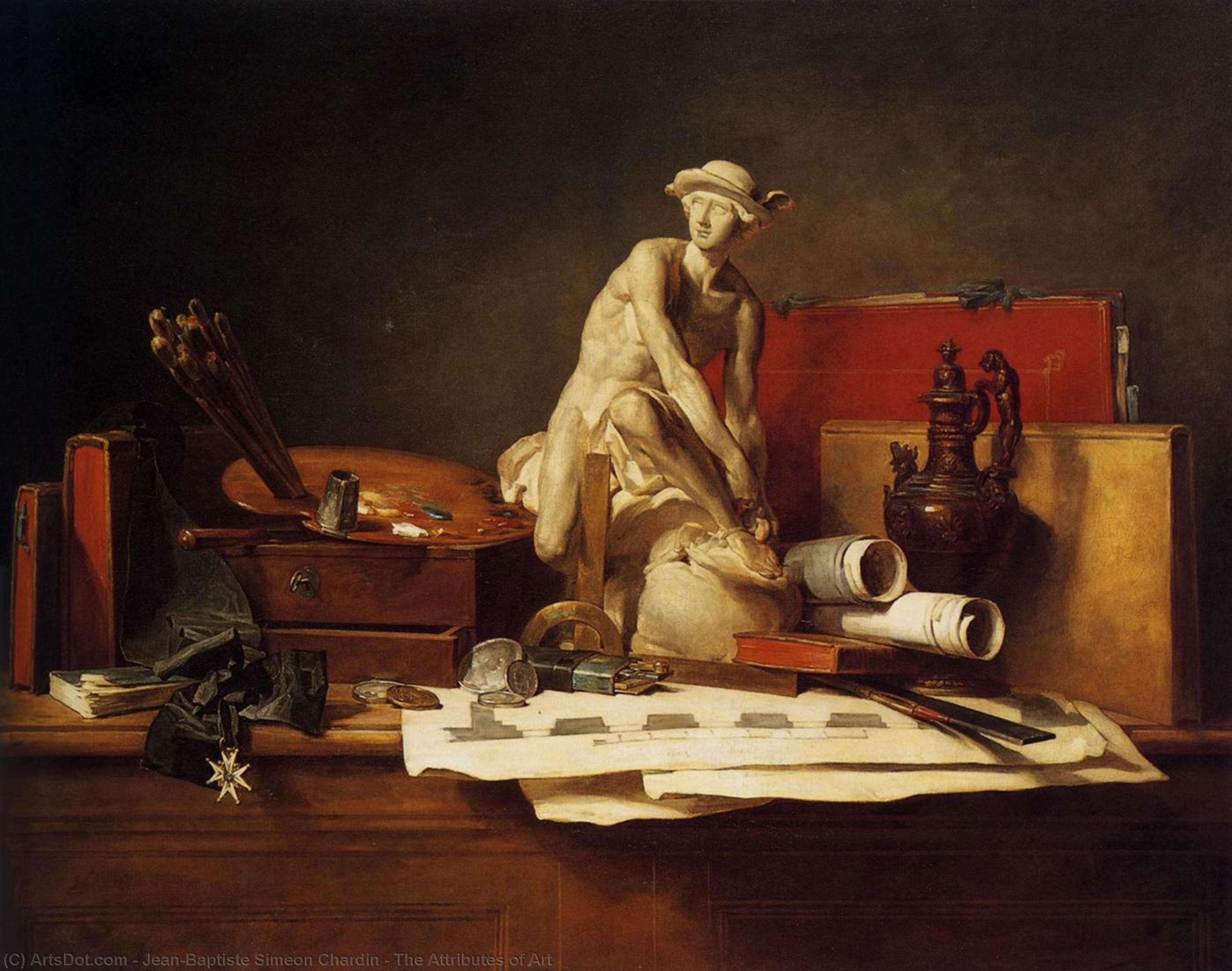 Order Paintings Reproductions The Attributes of Art, 1766 by Jean-Baptiste Simeon Chardin (1699-1779, France) | ArtsDot.com