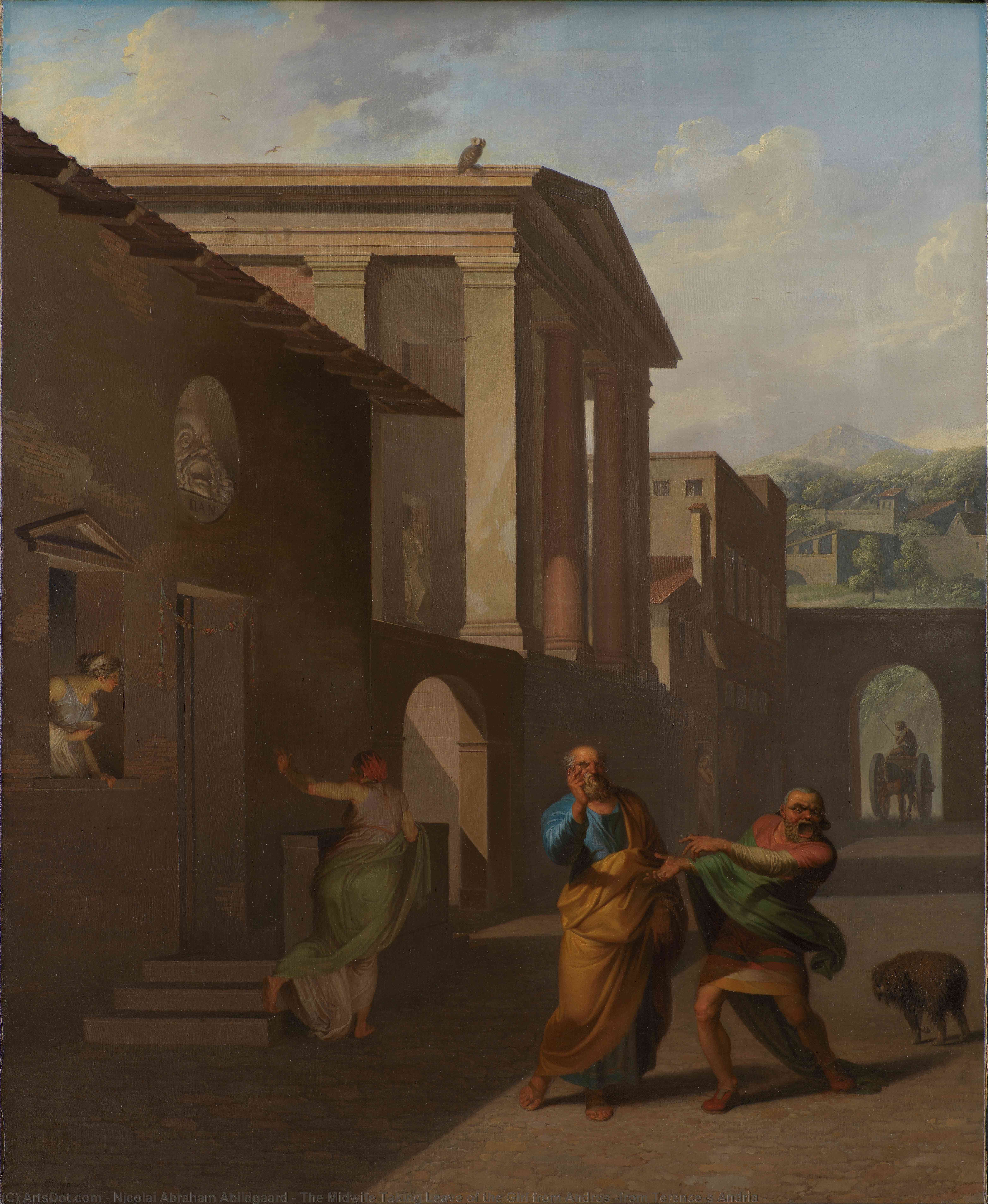Buy Museum Art Reproductions The Midwife Taking Leave of the Girl from Andros (from Terence`s Andria ), 1801 by Nicolai Abraham Abildgaard (1743-1809, Denmark) | ArtsDot.com