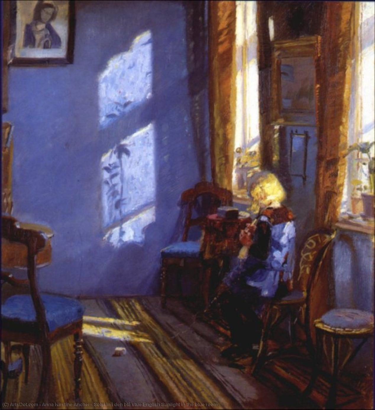 Order Oil Painting Replica Solskin i den blå stue English Sunlight in the blue room, 1891 by Anna Kirstine Ancher (1859-1935, Denmark) | ArtsDot.com