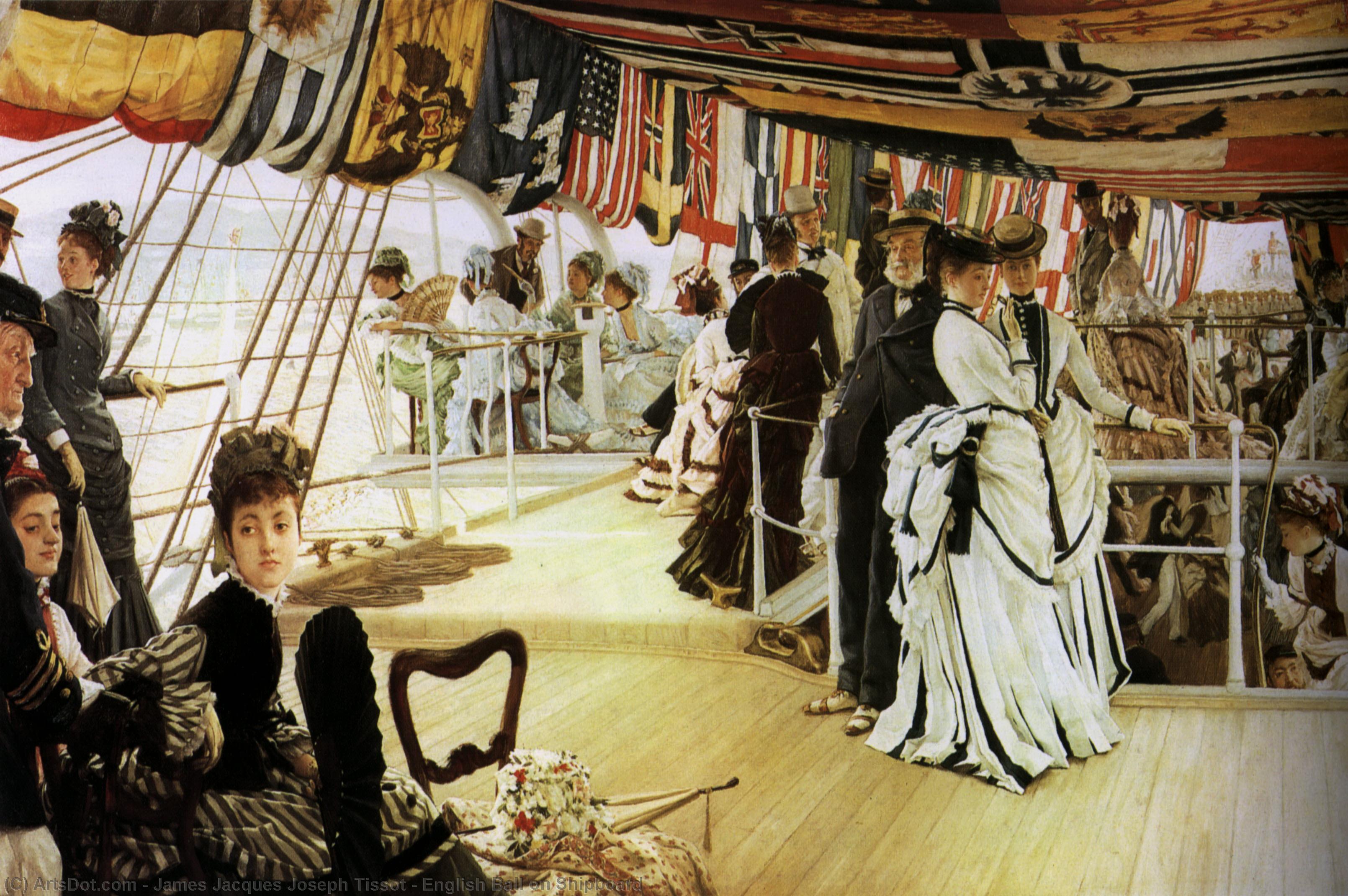 Order Paintings Reproductions English Ball on Shipboard, 1874 by James Jacques Joseph Tissot (1836-1902, France) | ArtsDot.com
