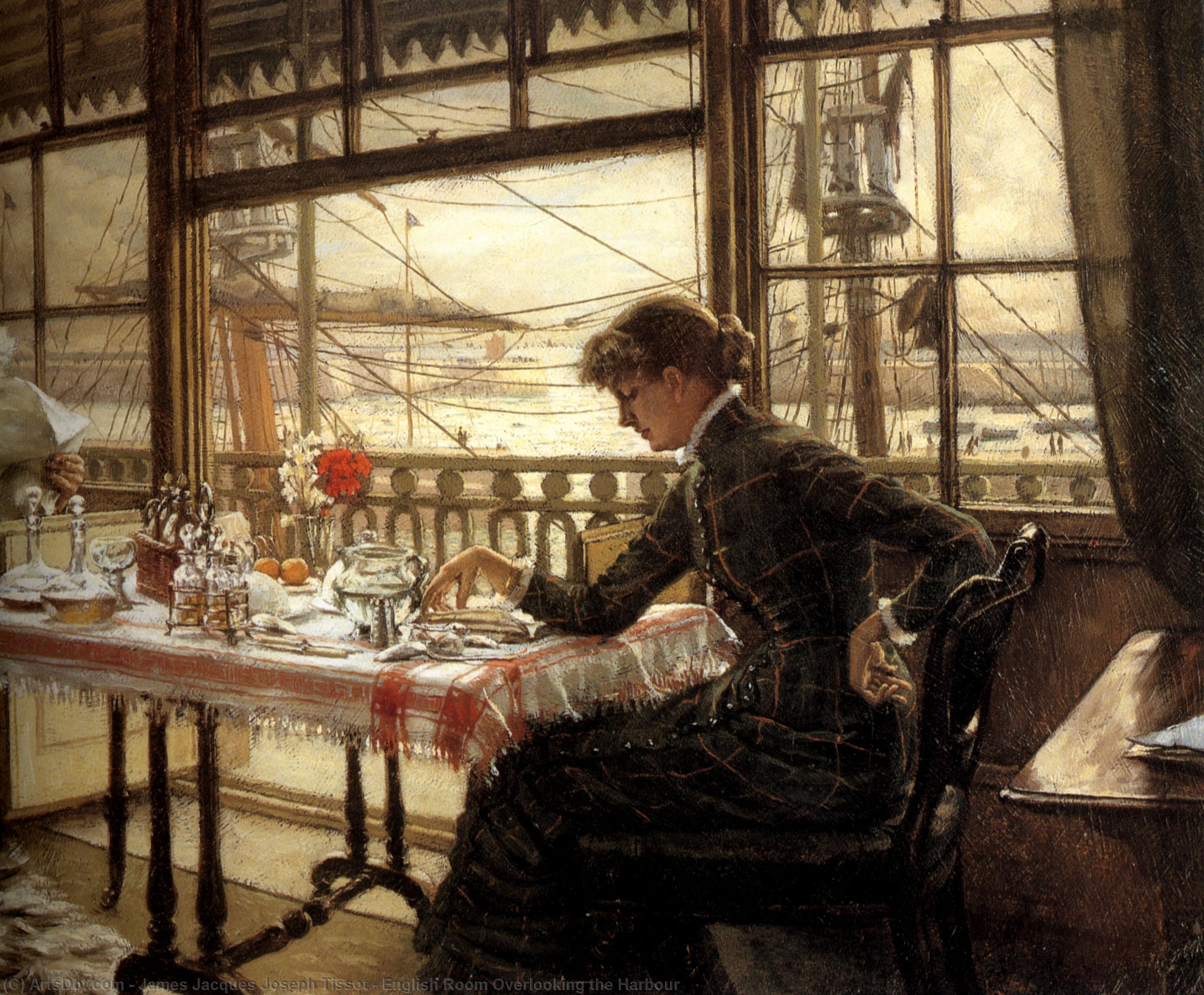 Order Oil Painting Replica English Room Overlooking the Harbour, 1878 by James Jacques Joseph Tissot (1836-1902, France) | ArtsDot.com