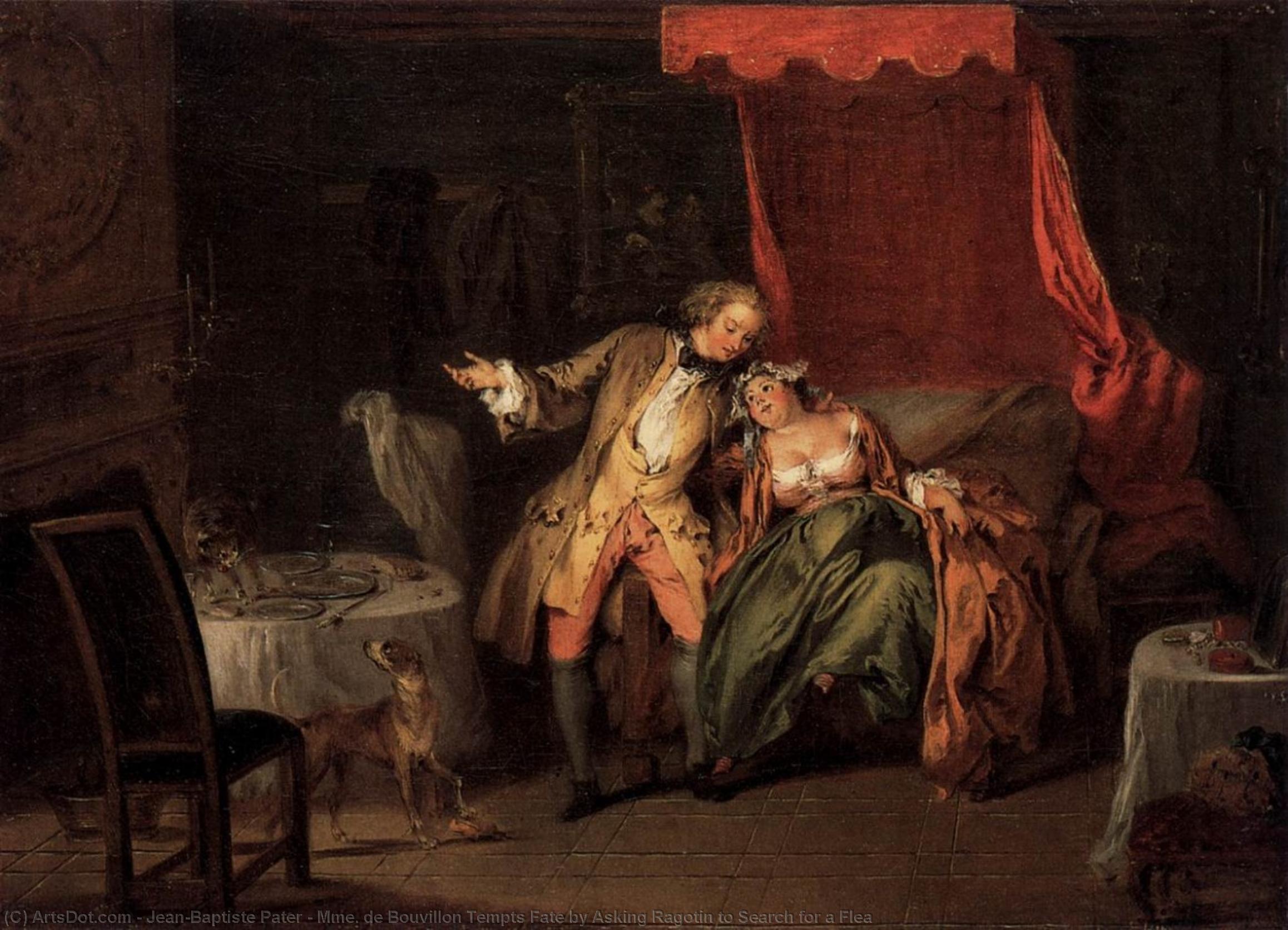 Order Paintings Reproductions Mme. de Bouvillon Tempts Fate by Asking Ragotin to Search for a Flea by Jean-Baptiste Pater (1695-1736, France) | ArtsDot.com