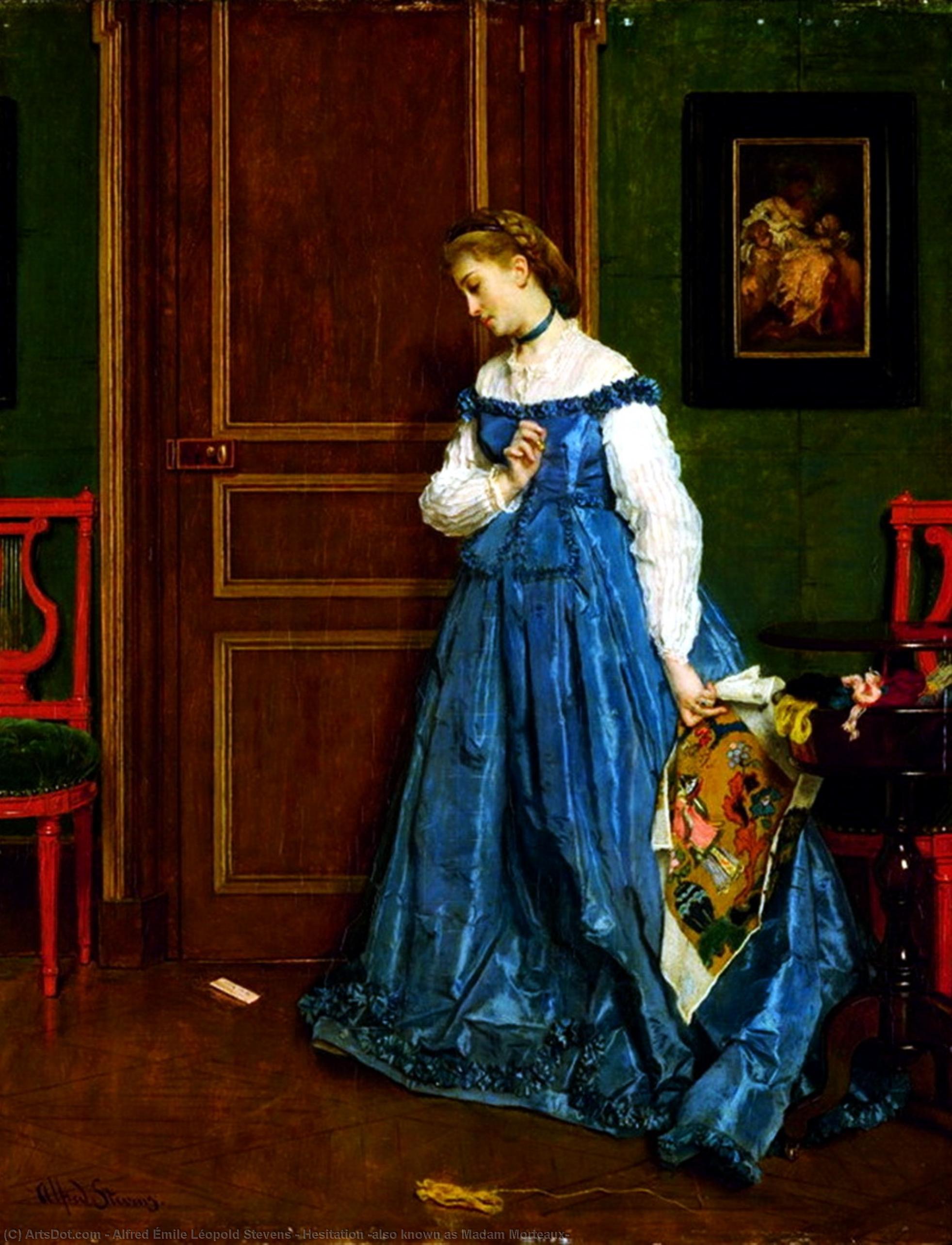 Buy Museum Art Reproductions Hesitation (also known as Madam Morteaux) by Alfred Émile Léopold Stevens (1823-1906) | ArtsDot.com