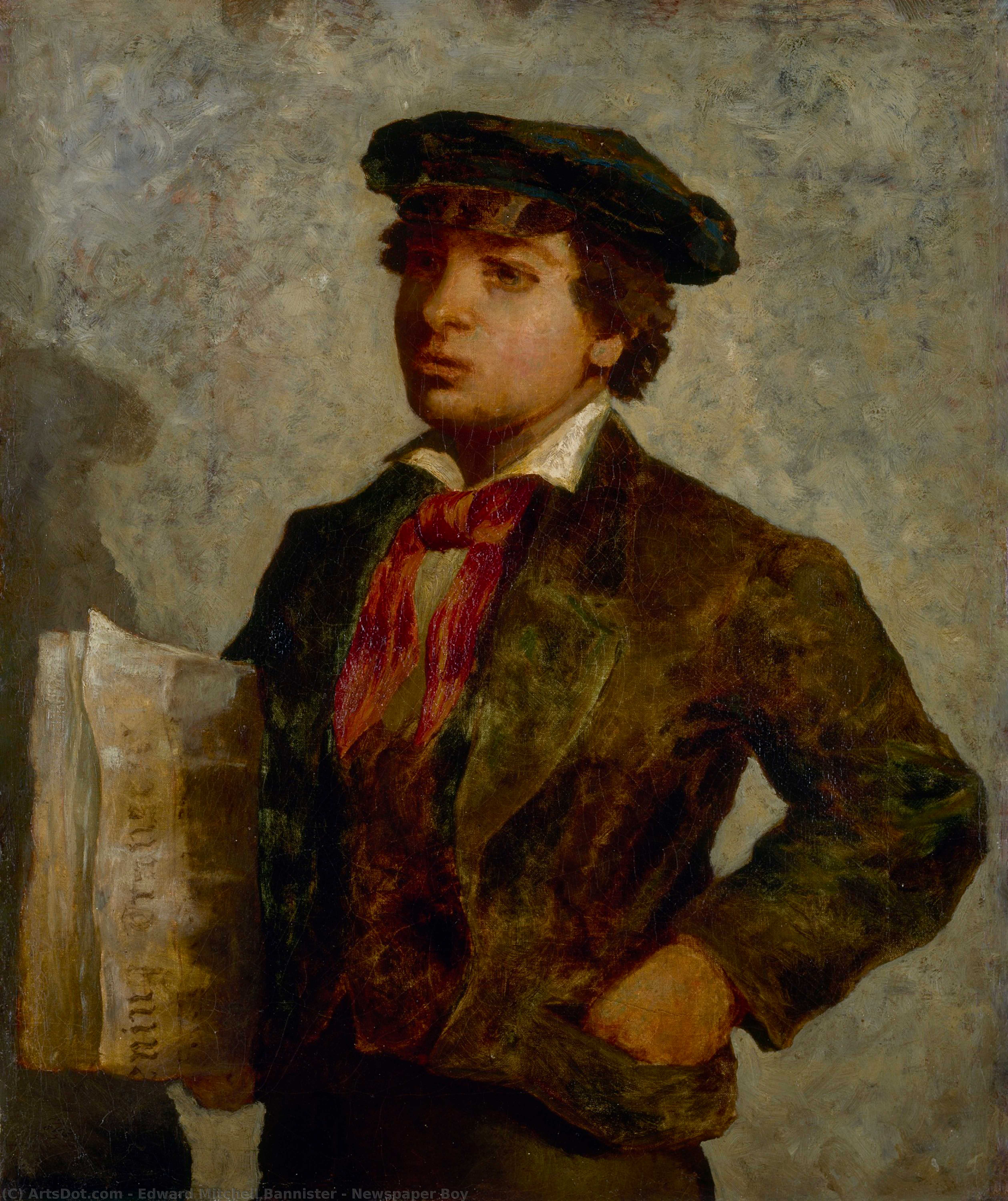 顺序 油畫 Newspaper Boy 。, 1869 通过 Edward Mitchell Bannister (1828-1901, Canada) | ArtsDot.com