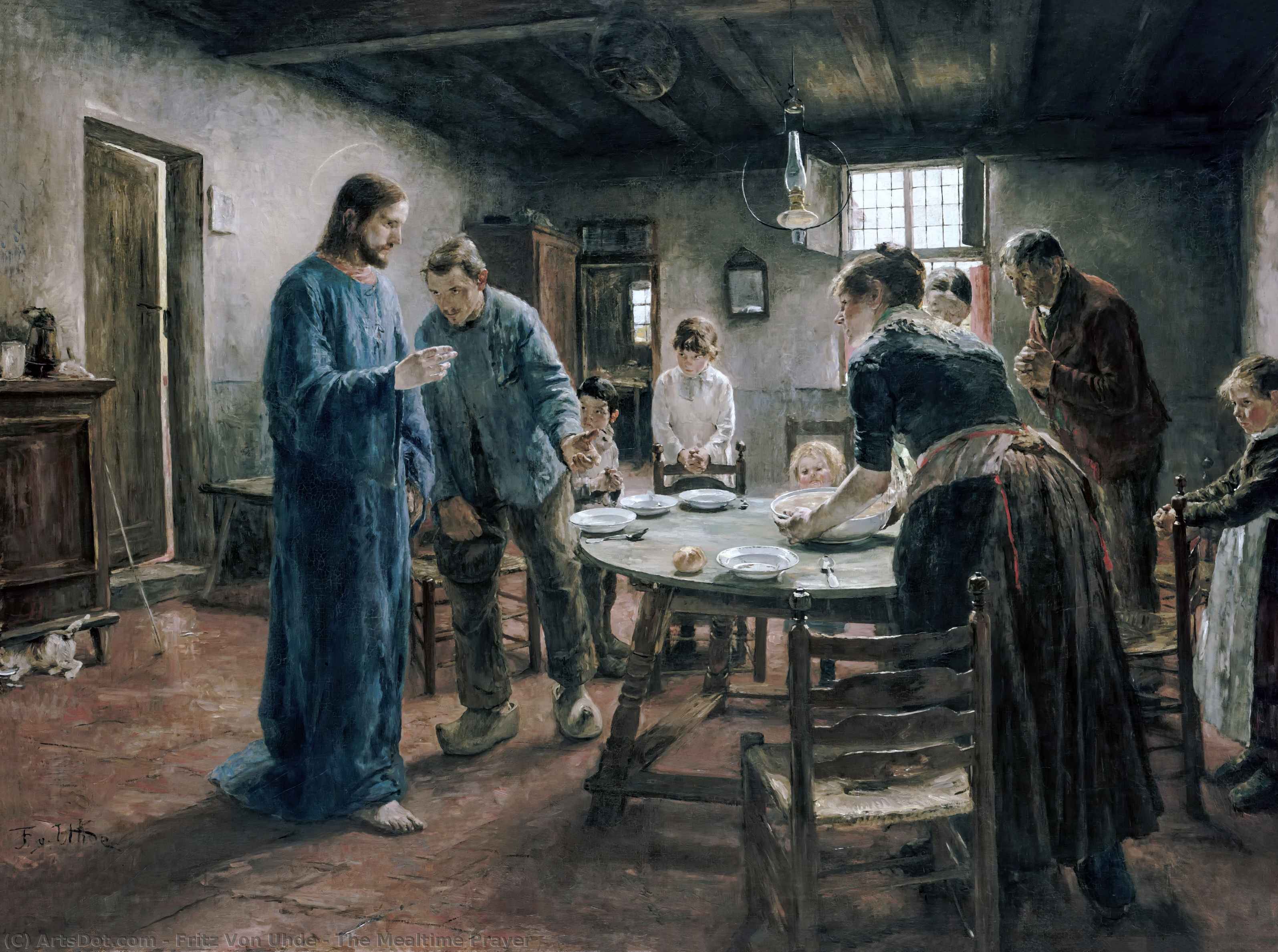 Order Paintings Reproductions The Mealtime Prayer, 1885 by Fritz Von Uhde (1848-1911) | ArtsDot.com