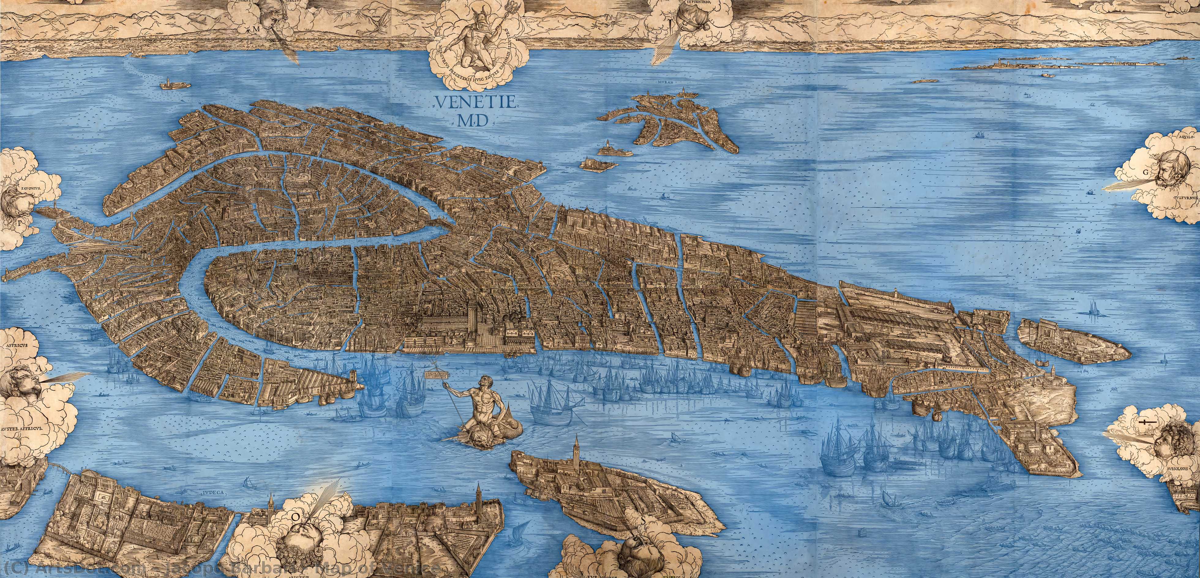 Order Art Reproductions Map of Venice, 1500 by Jacopo Barbari (1460-1516) | ArtsDot.com