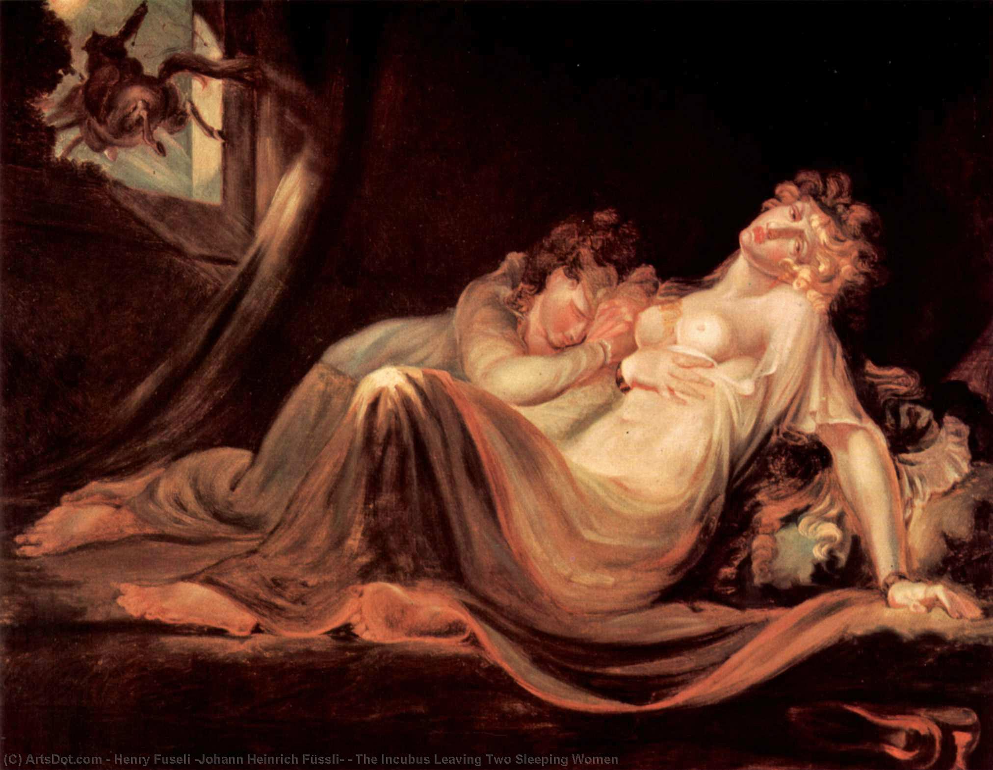 Order Artwork Replica The Incubus Leaving Two Sleeping Women, 1793 by Henry Fuseli (Johann Heinrich Füssli) (1741-1825, Switzerland) | ArtsDot.com