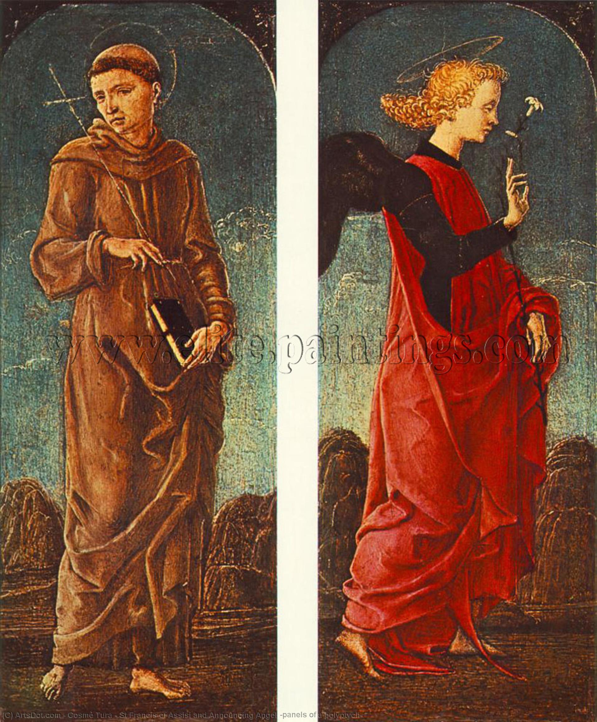 Order Art Reproductions St Francis of Assisi and Announcing Angel (panels of a polyptych), 1475 by Cosmè Tura (1430-1495, Italy) | ArtsDot.com