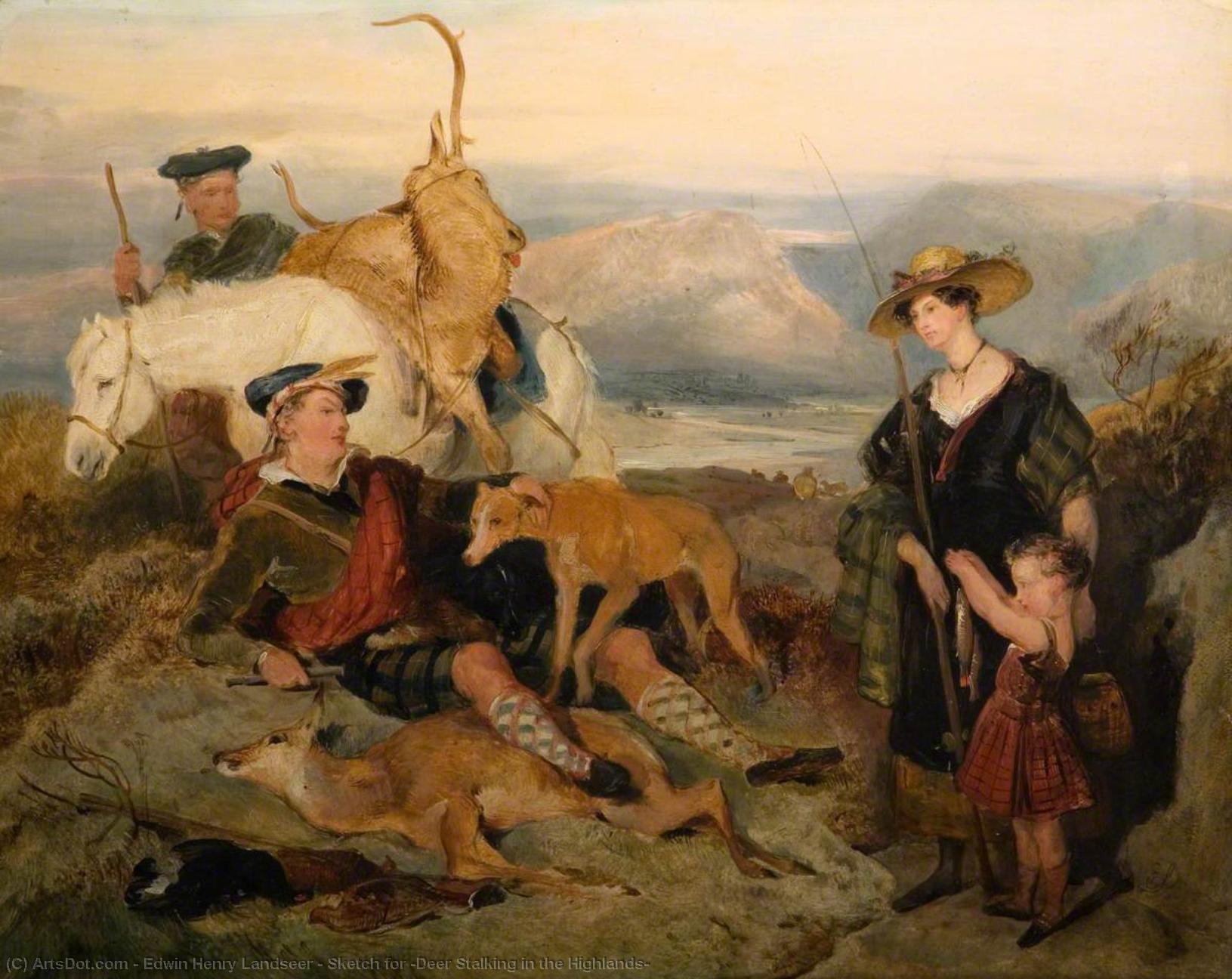 Order Oil Painting Replica Sketch for `Deer Stalking in the Highlands`, 1828 by Edwin Henry Landseer | ArtsDot.com