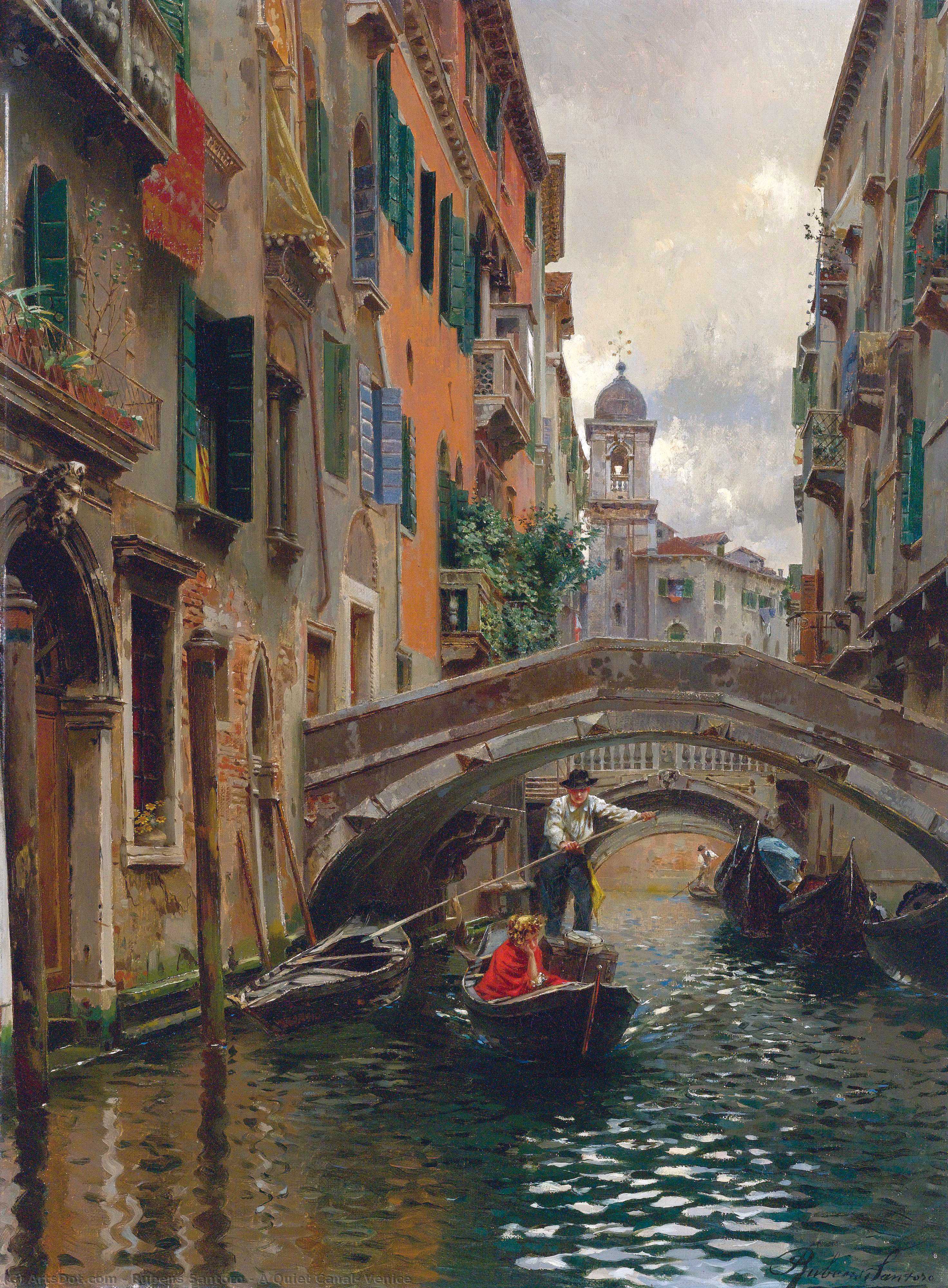 Order Artwork Replica A Quiet Canal, Venice by Rubens Santoro (1859-1941) | ArtsDot.com
