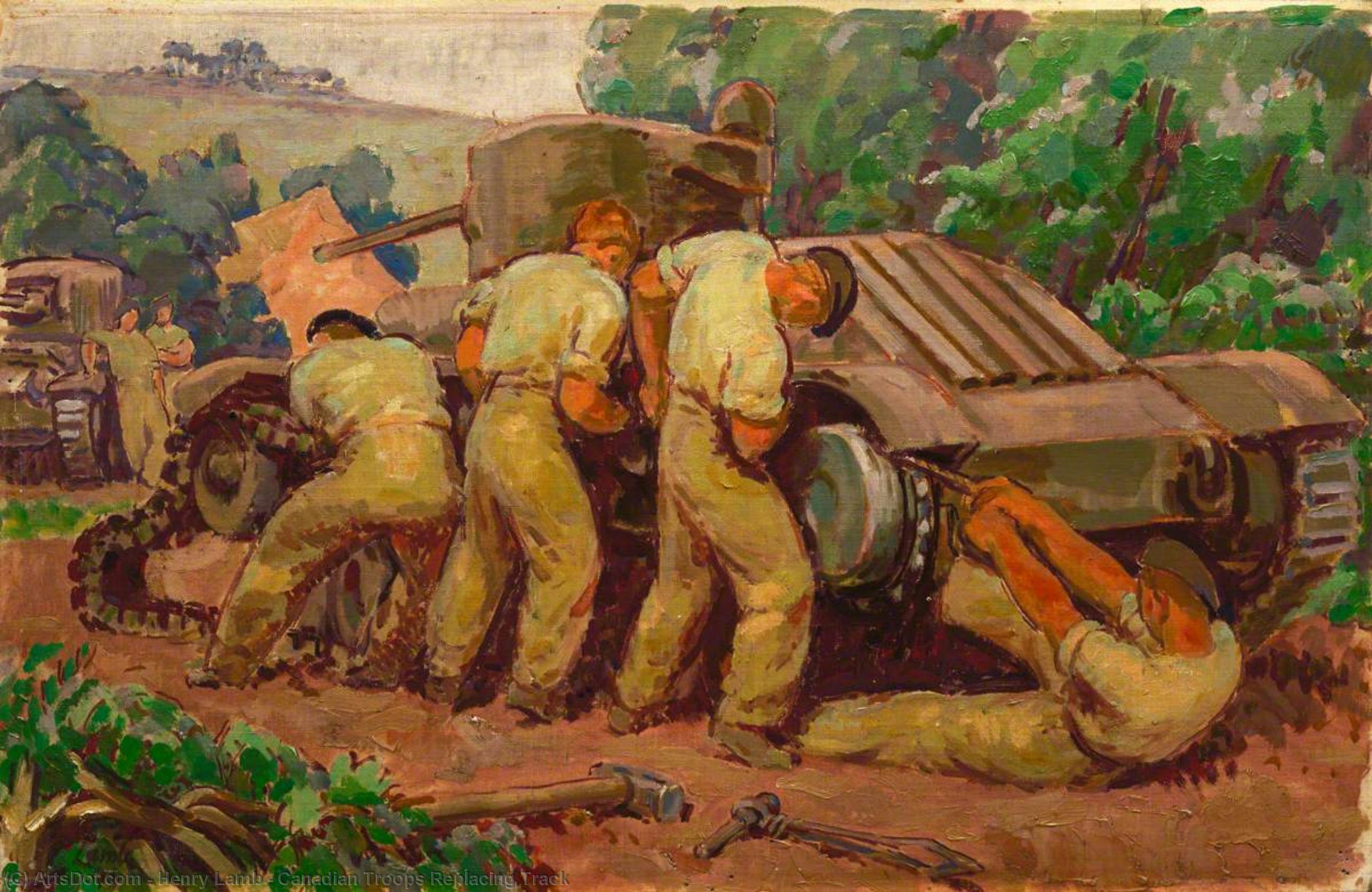 Buy Museum Art Reproductions Canadian Troops Replacing Track, 1941 by Henry Lamb (Inspired By) (1883-1960, Australia) | ArtsDot.com