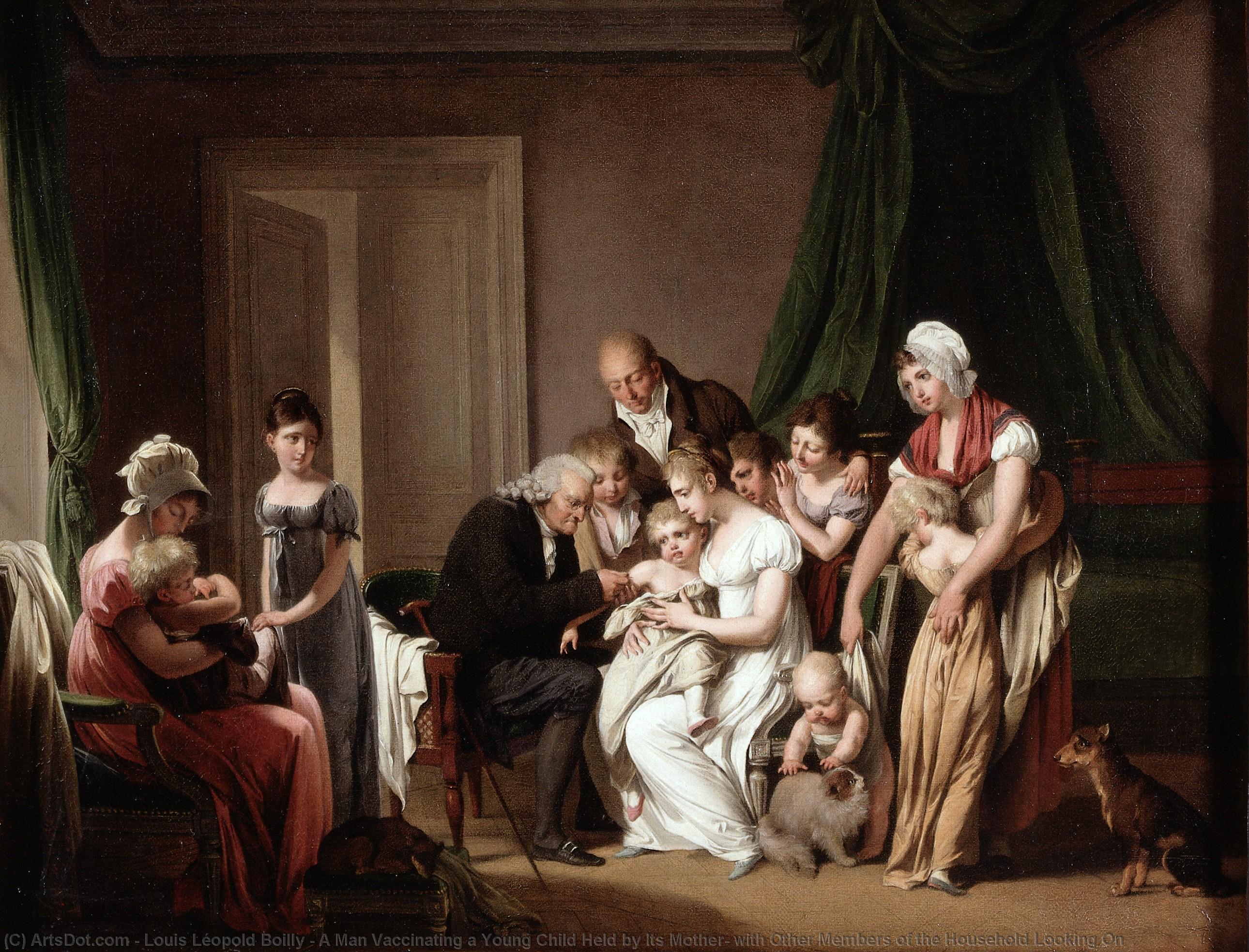 Acheter Reproductions D'art De Musée Un homme qui a vacciné un jeune enfant détenu par sa mère, avec d`autres membres du ménage qui regardent, 1807 de Louis Léopold Boilly (1761-1845, France) | ArtsDot.com