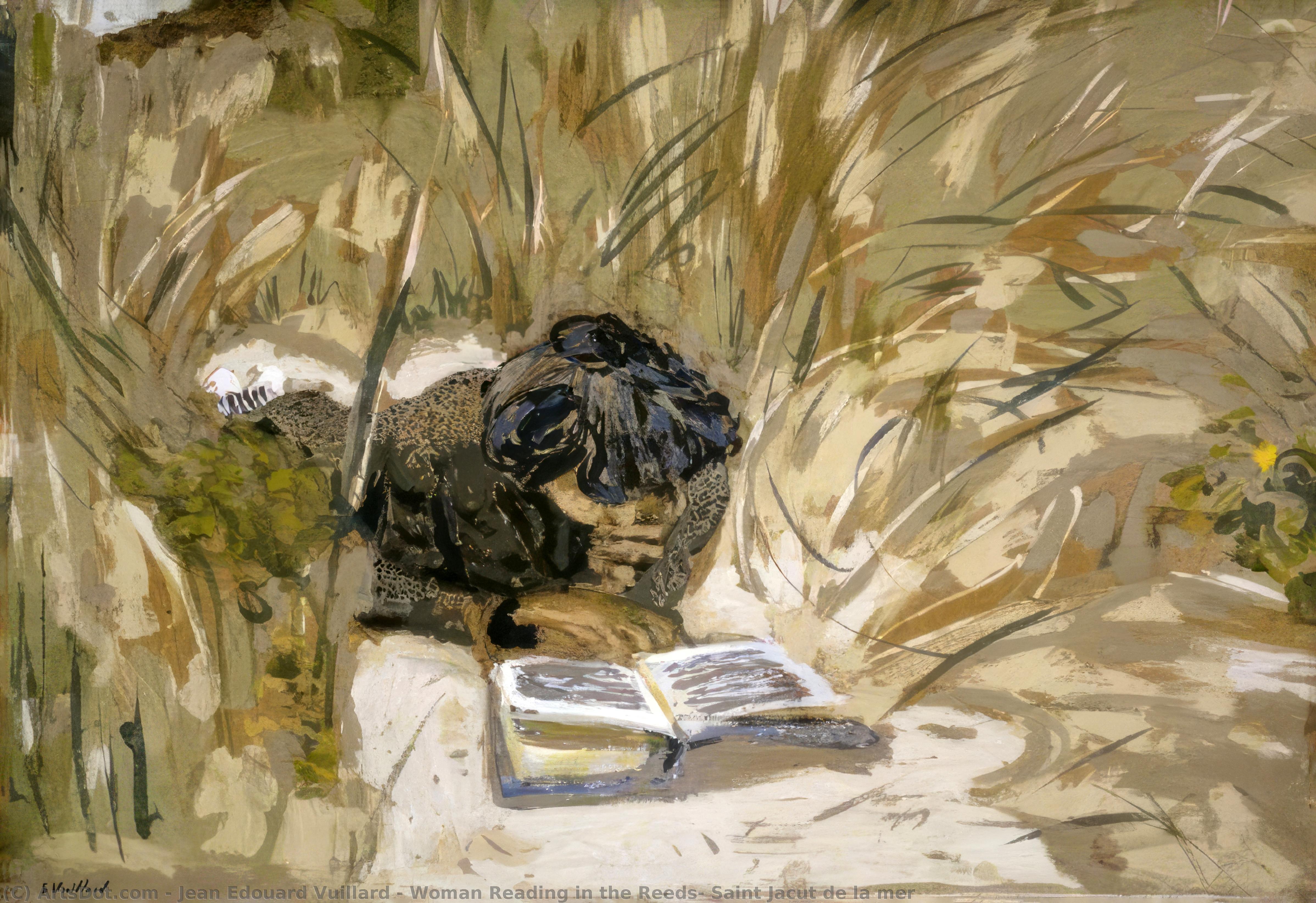Order Oil Painting Replica Woman Reading in the Reeds, Saint Jacut de la mer, 1909 by Jean Edouard Vuillard (1868-1940, France) | ArtsDot.com