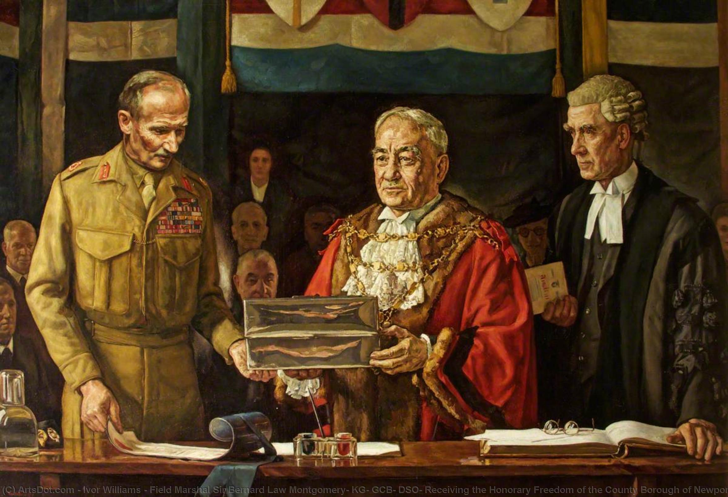 Order Paintings Reproductions Field Marshal Sir Bernard Law Montgomery, KG, GCB, DSO, Receiving the Honorary Freedom of the County Borough of Newport, 25th September 1945 by Ivor Williams (Inspired By) (1908-1982, United Kingdom) | ArtsDot.com