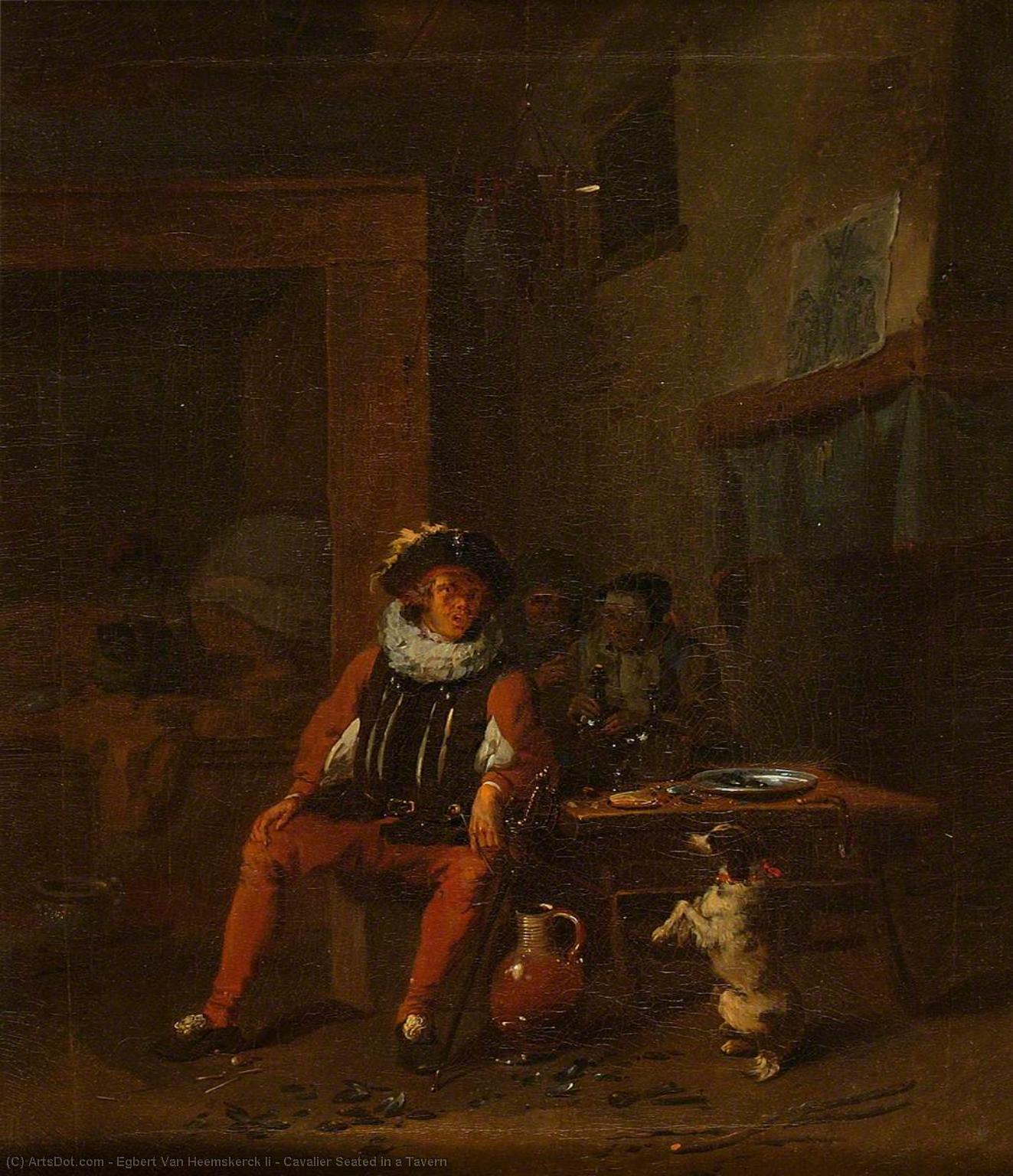 Order Oil Painting Replica Cavalier Seated in a Tavern by Egbert Van Heemskerck Ii (1635-1704) | ArtsDot.com