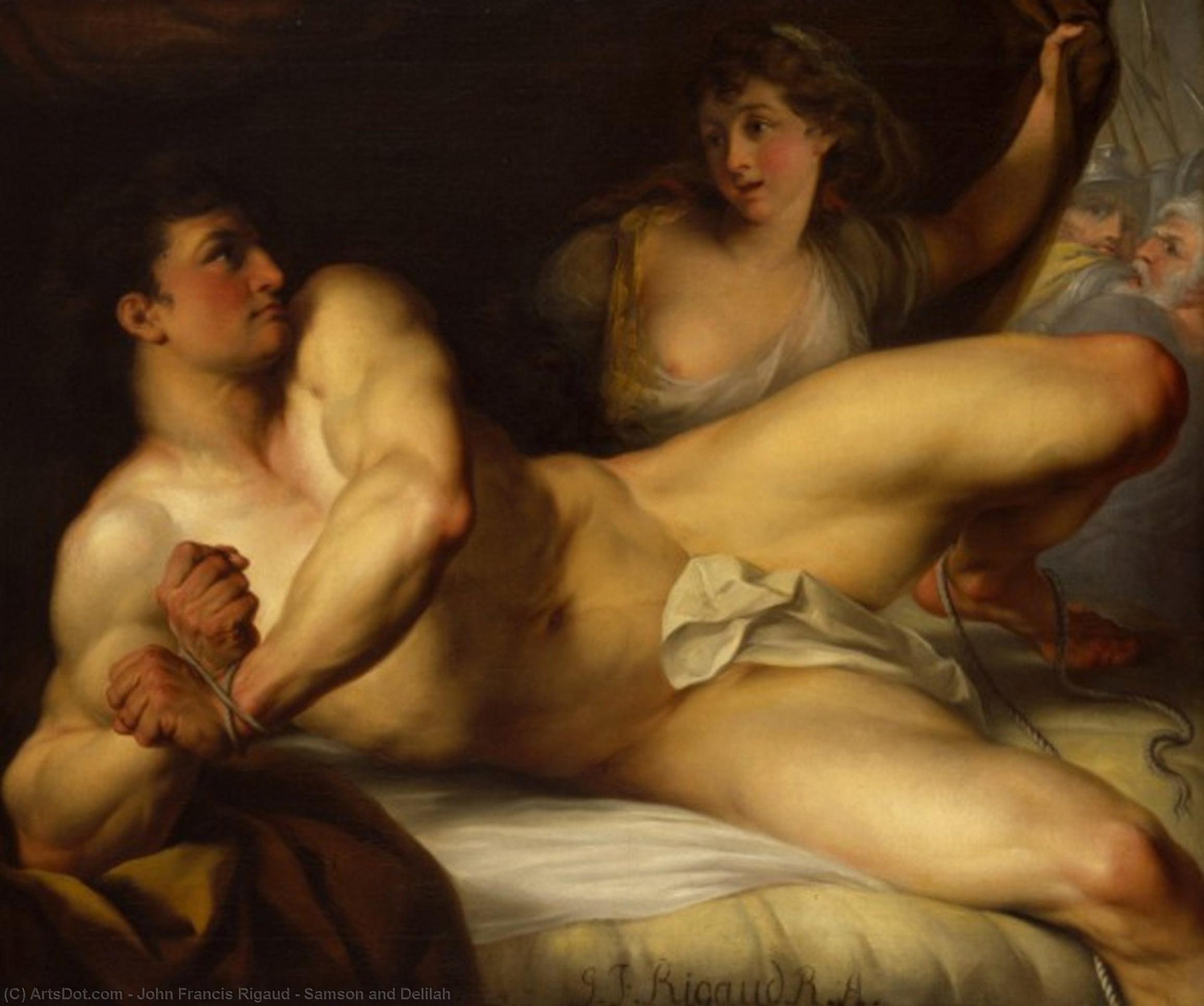 順序 油絵 サムソンとデリーラ。, 1784 バイ John Francis Rigaud (1742-1810) | ArtsDot.com