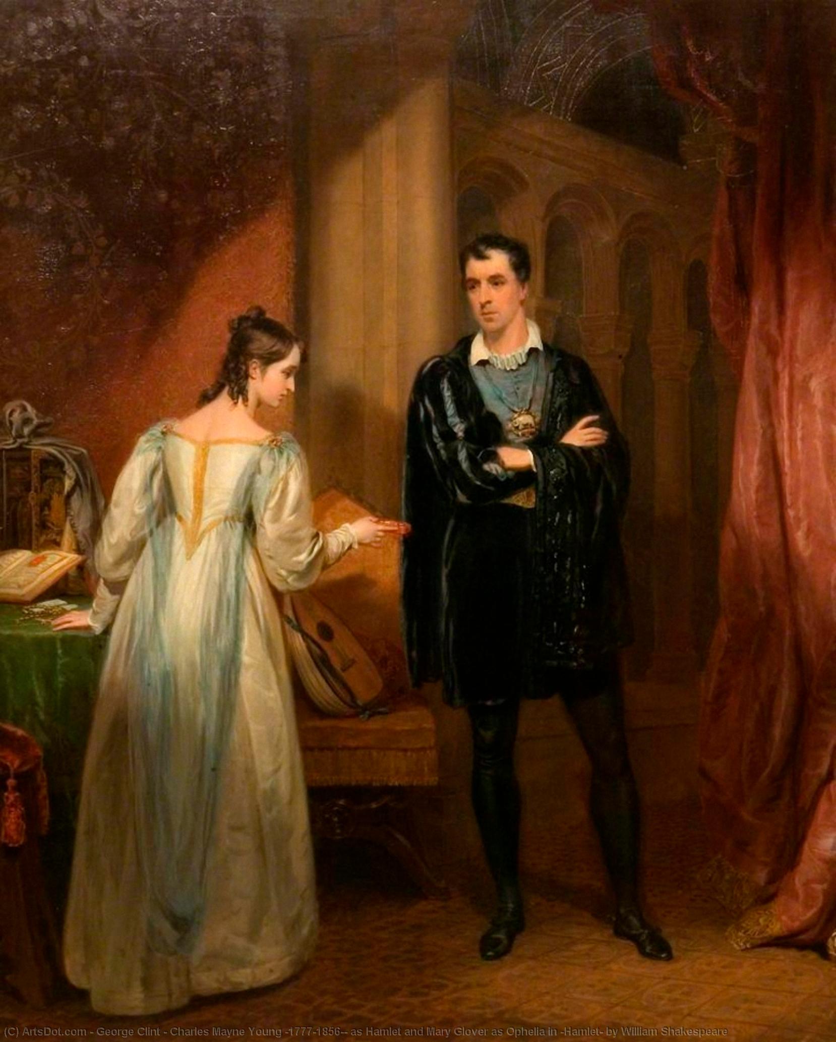 Kauf Museum Kunstreproduktionen Charles Mayne Young (1777–1856), Hamlet und Mary Glover als Ophelia in `Hamlet` von William Shakespeare, 1831 von George Clint (1770-1854, United Kingdom) | ArtsDot.com