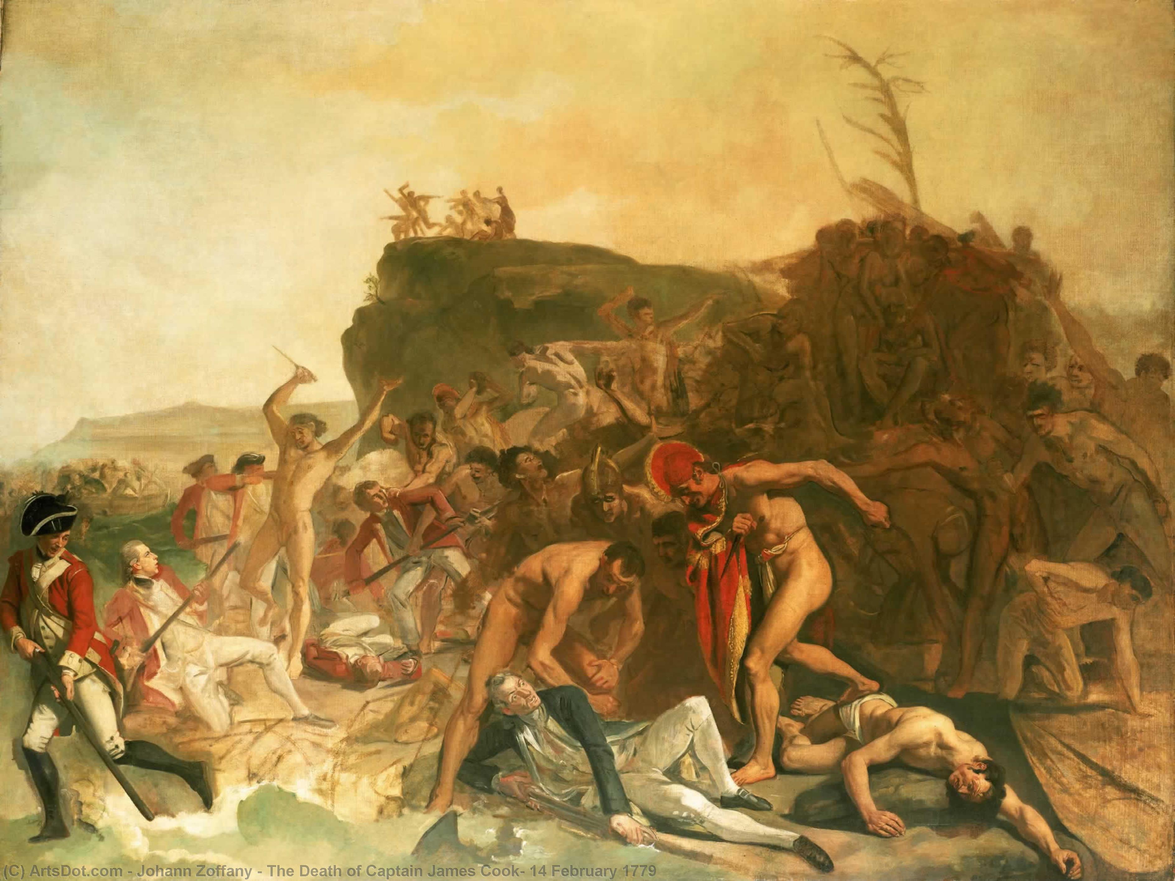Order Art Reproductions The Death of Captain James Cook, 14 February 1779, 1795 by Johann Zoffany (1733-1810, Germany) | ArtsDot.com