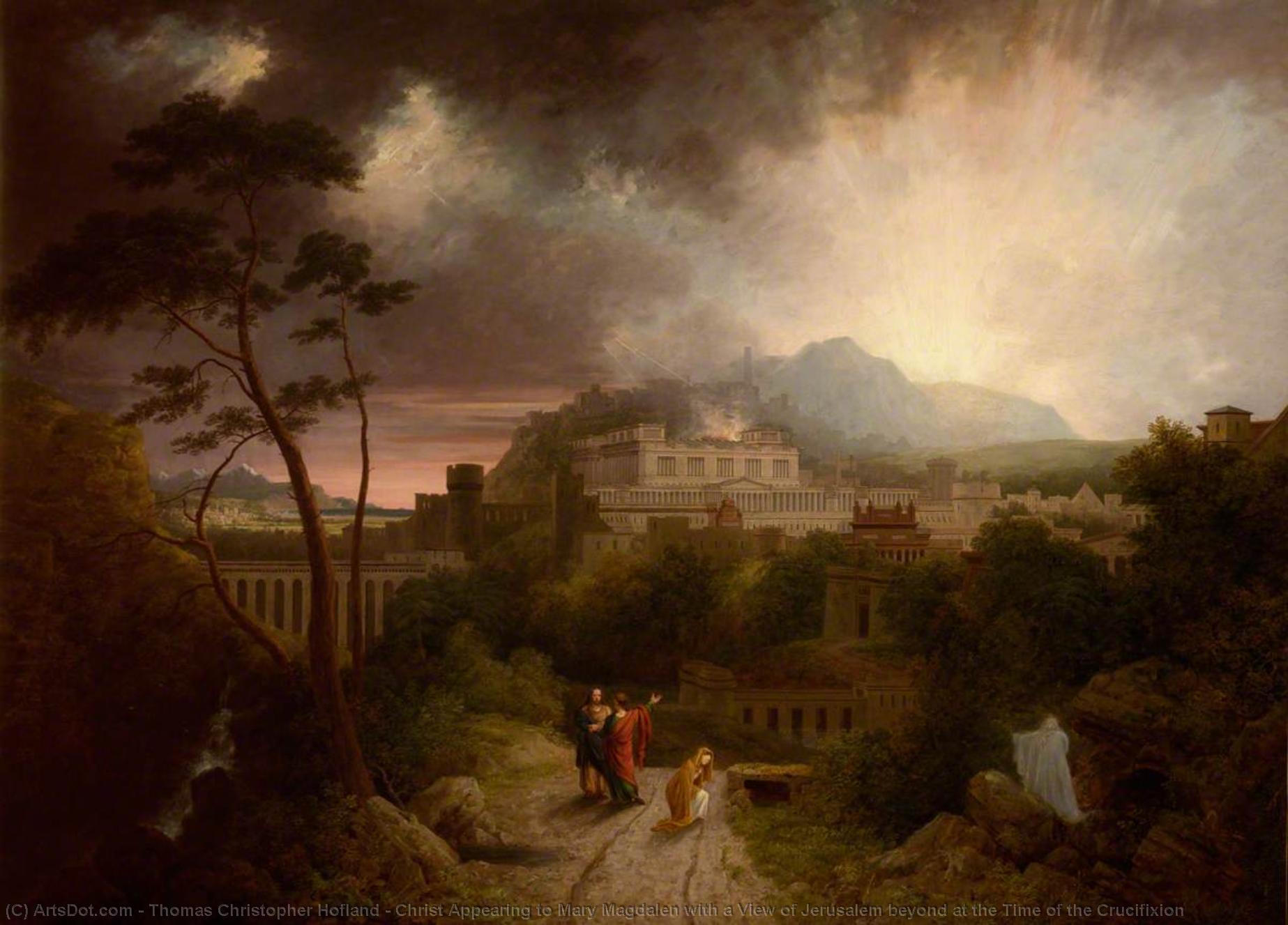 Buy Museum Art Reproductions Christ Appearing to Mary Magdalen with a View of Jerusalem beyond at the Time of the Crucifixion by Thomas Christopher Hofland (1777-1843) | ArtsDot.com