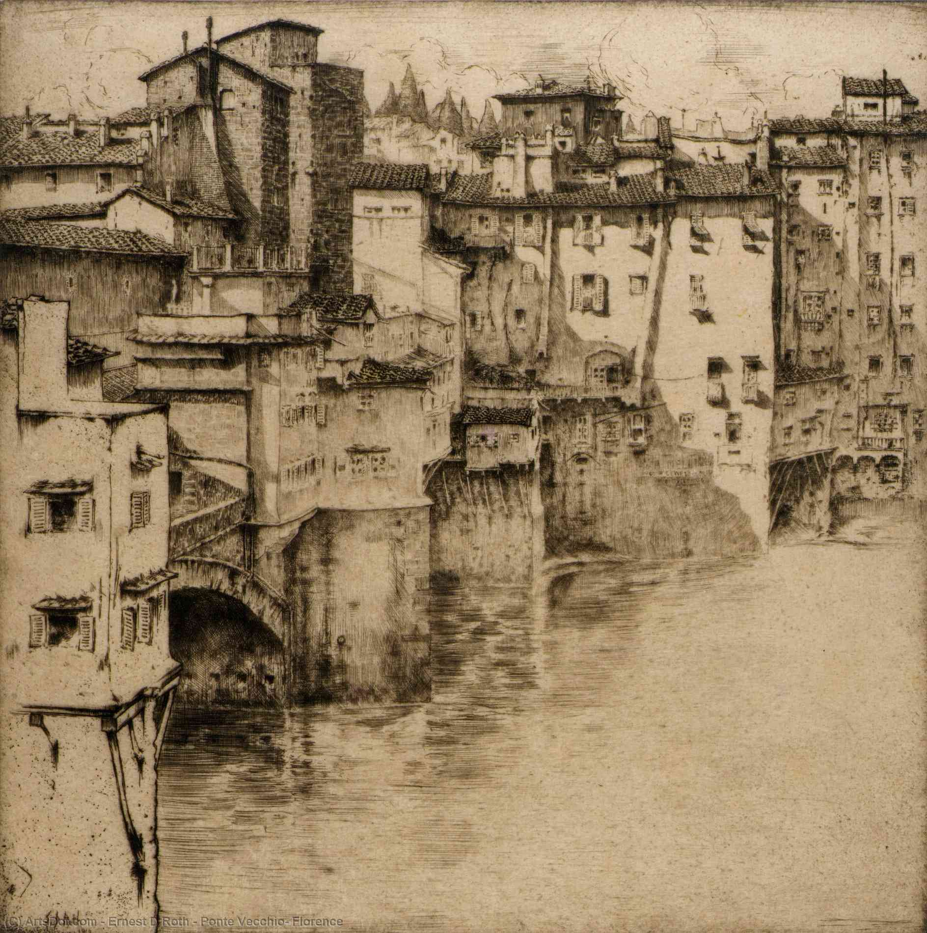 Buy Museum Art Reproductions Ponte Vecchio, Florence, 1912 by Ernest D Roth (Inspired By) (1879-1964) | ArtsDot.com