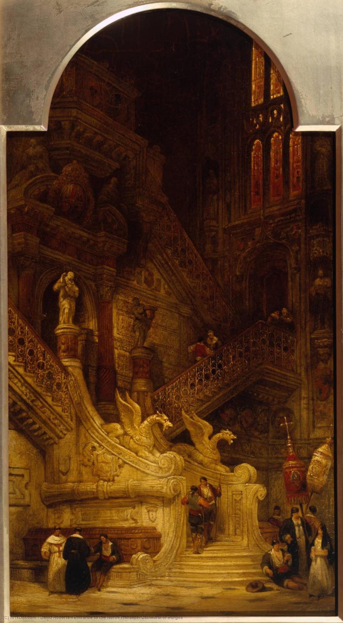 順序 手描き油絵 ブルゴス大聖堂、ノース・トランスプットへの入り口, 1835 バイ David Roberts (1796-1864, United Kingdom) | ArtsDot.com