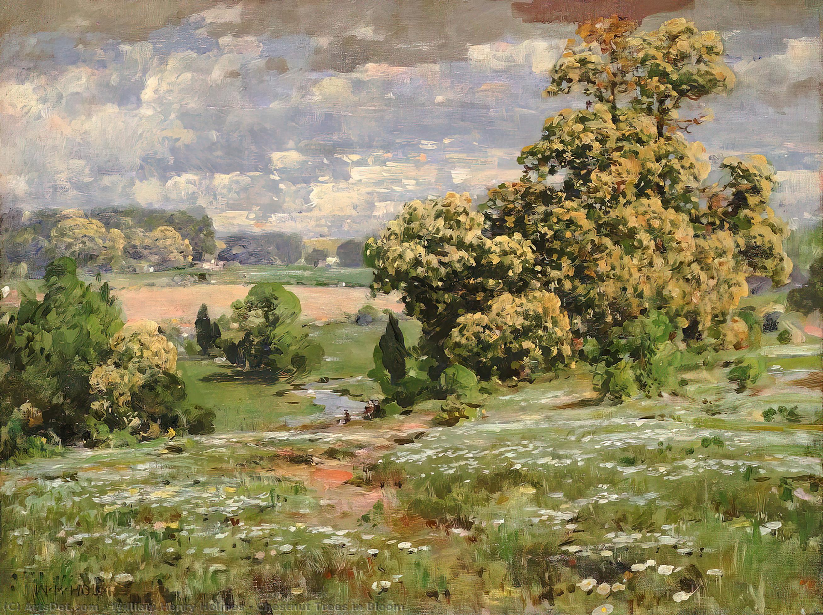 Order Oil Painting Replica Chestnut Trees in Bloom by William Henry Holmes (1846-1933, United States) | ArtsDot.com