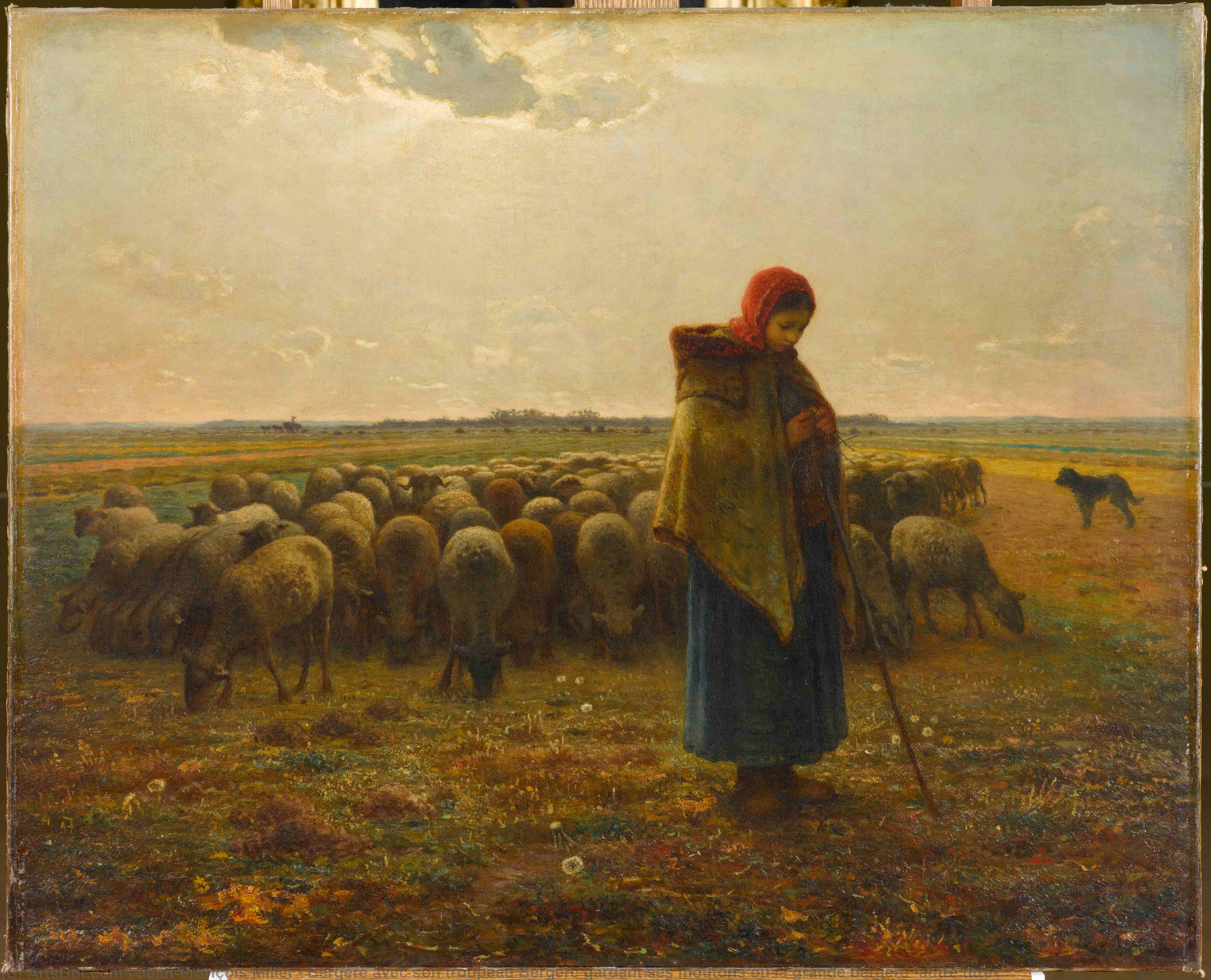 Order Paintings Reproductions Bergère avec son troupeau Bergère gardant ses moutons ou la grande bergère (autre titre) by Jean-François Millet (1814-1875, France) | ArtsDot.com