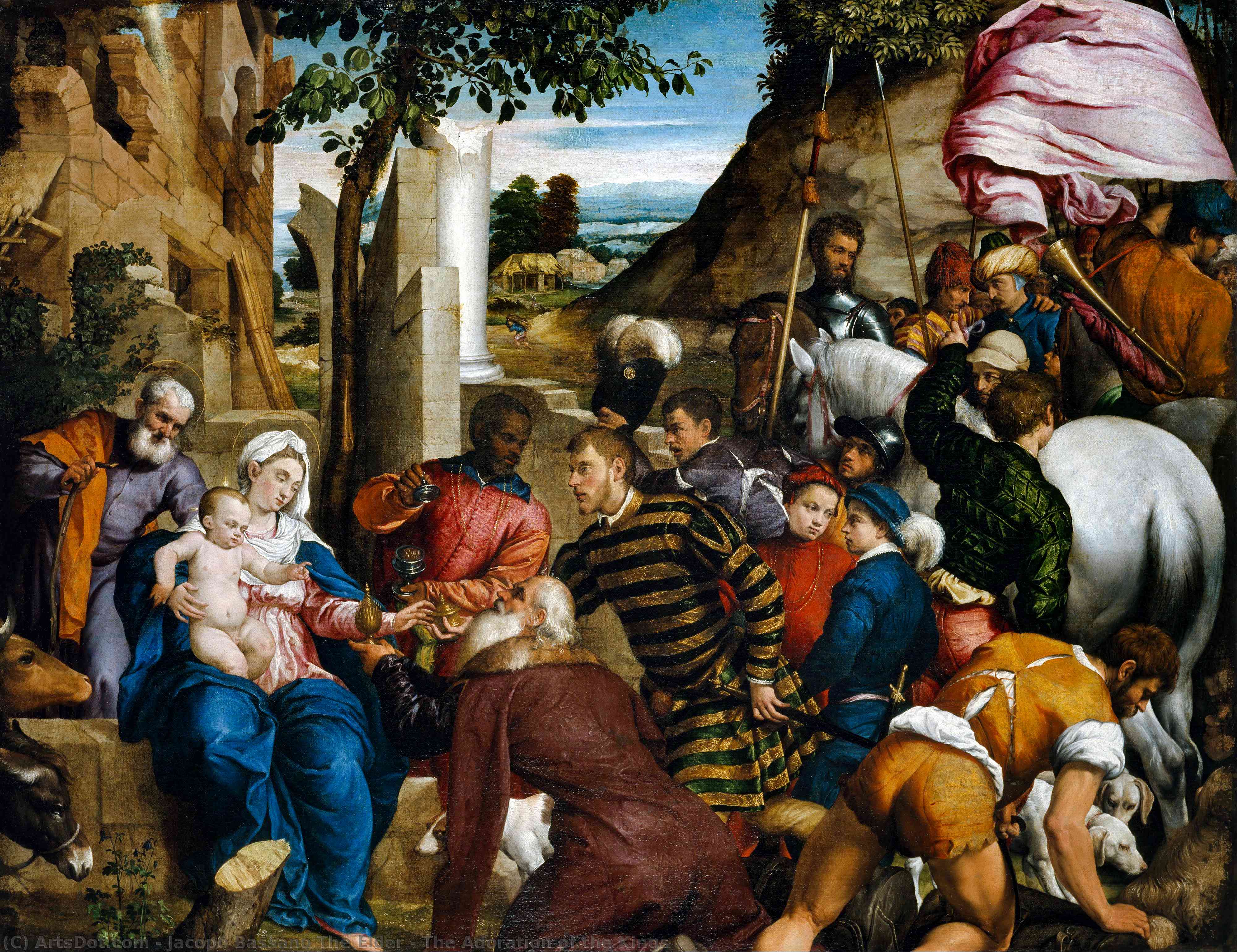 Order Paintings Reproductions The Adoration of the Kings, 1540 by Jacopo Bassano The Elder (1510-1592) | ArtsDot.com