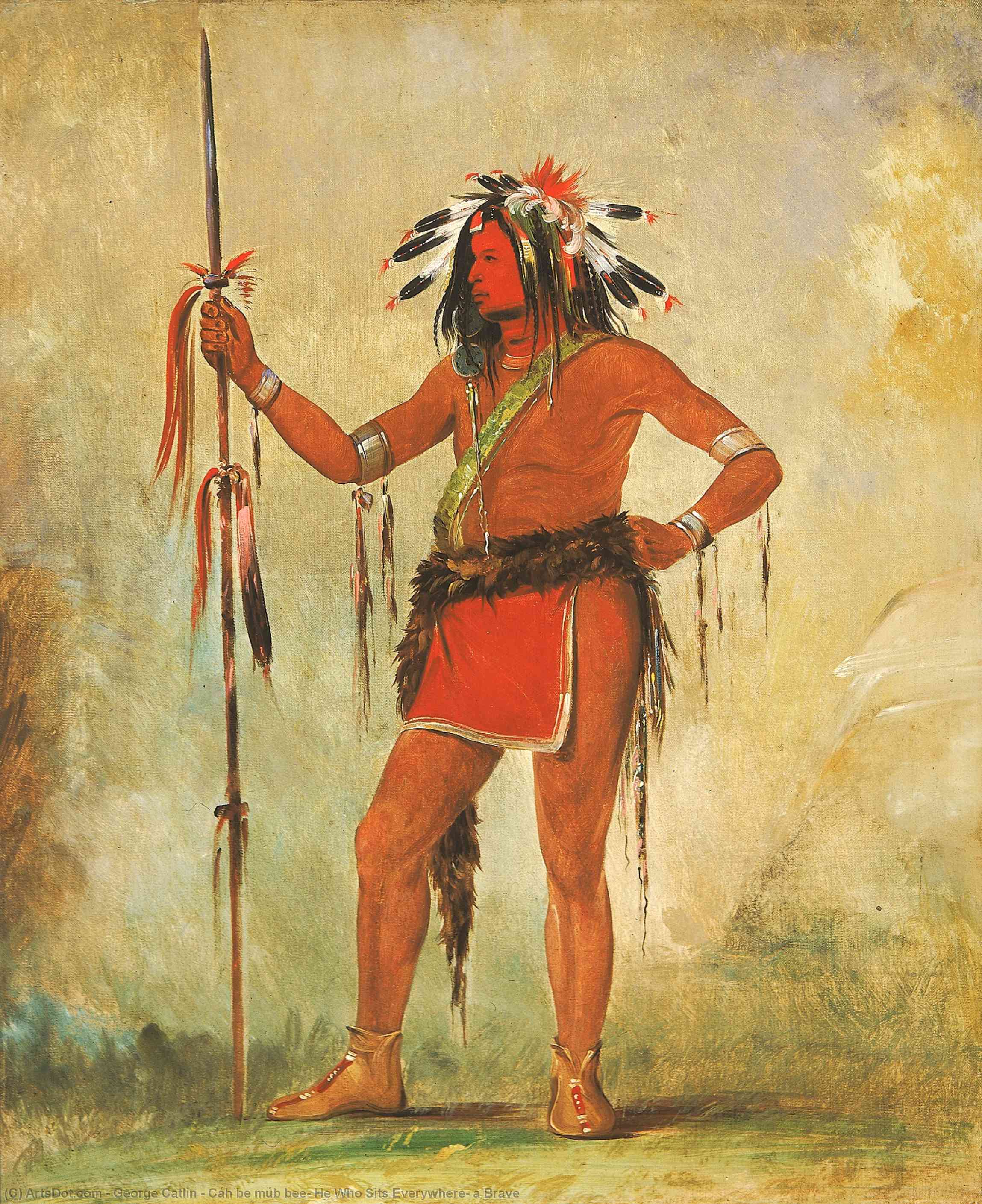 Buy Museum Art Reproductions Cáh be múb bee, He Who Sits Everywhere, a Brave, 1835 by George Catlin (1796-1872, United States) | ArtsDot.com