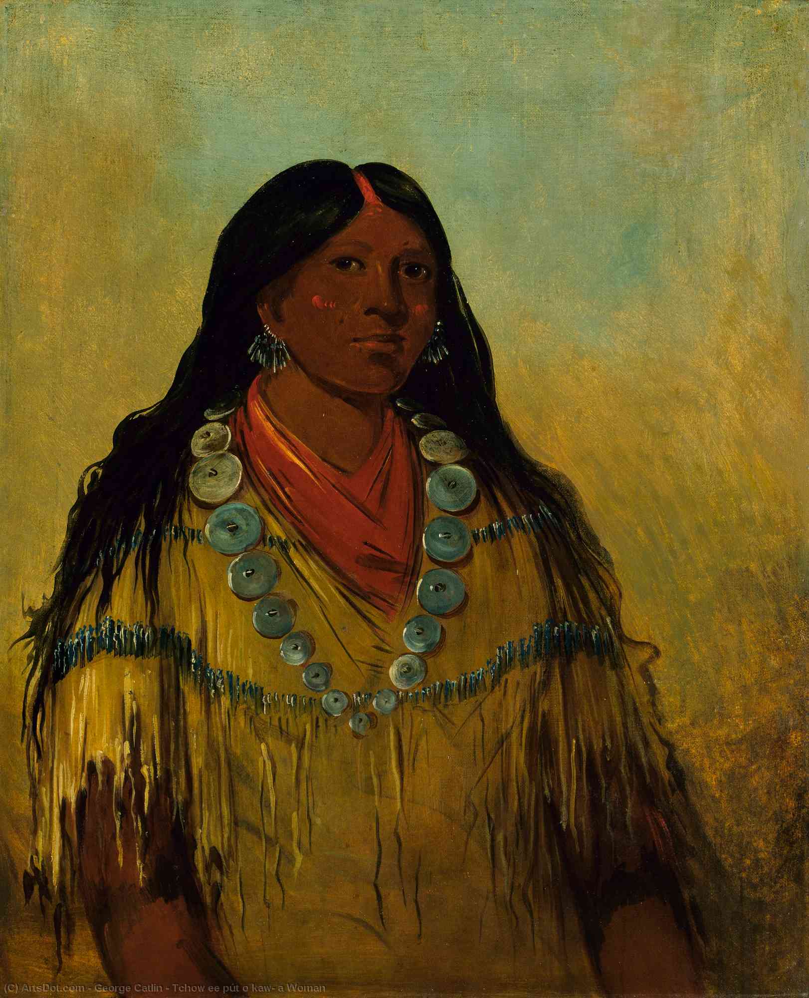 Order Artwork Replica Tchow ee pút o kaw, a Woman, 1834 by George Catlin (1796-1872, United States) | ArtsDot.com
