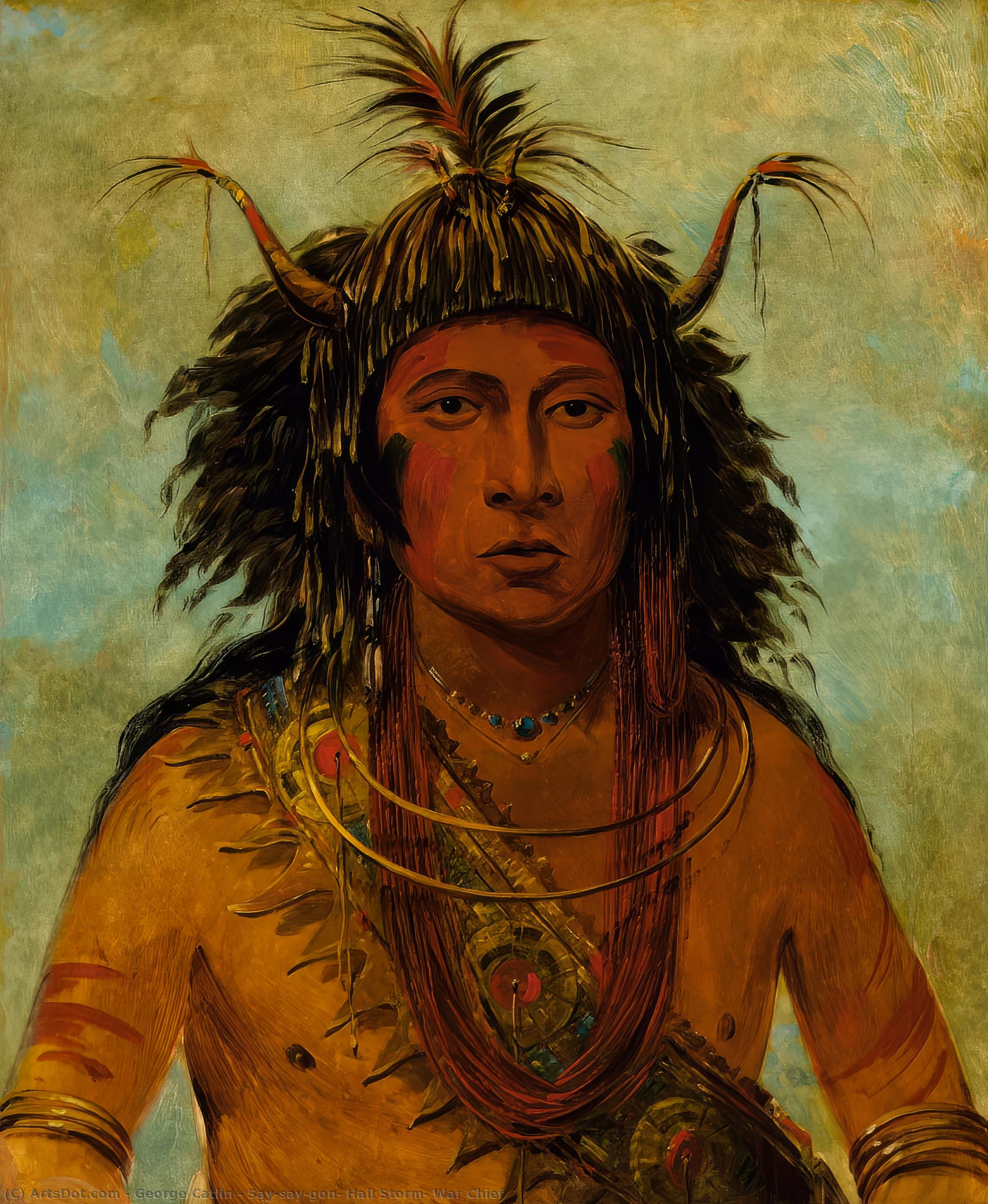 Buy Museum Art Reproductions Say-say-gon, Hail Storm, War Chief, 1845 by George Catlin (1796-1872, United States) | ArtsDot.com