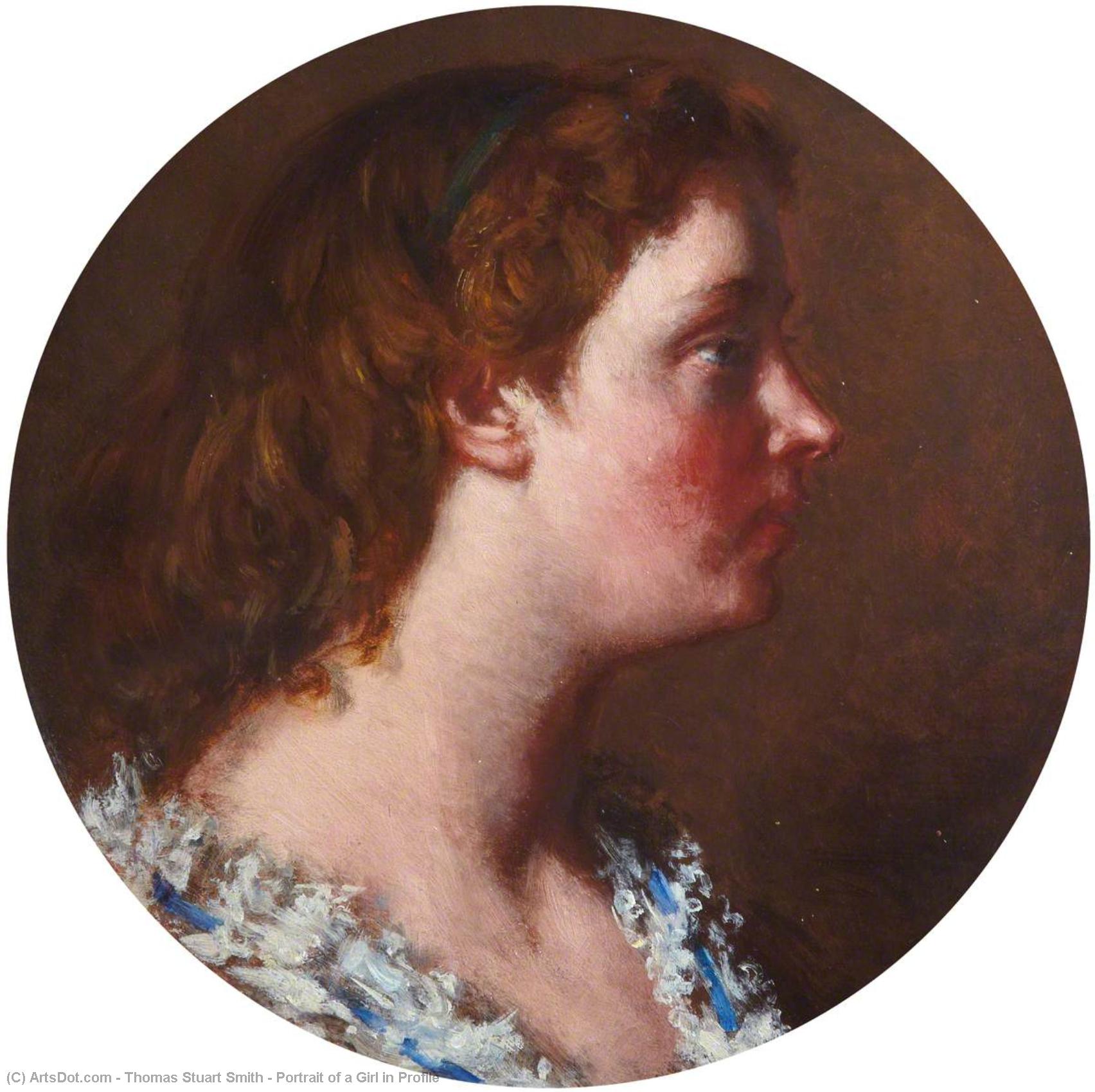 Buy Museum Art Reproductions Portrait of a Girl in Profile by Thomas Stuart Smith (1815-1869) | ArtsDot.com