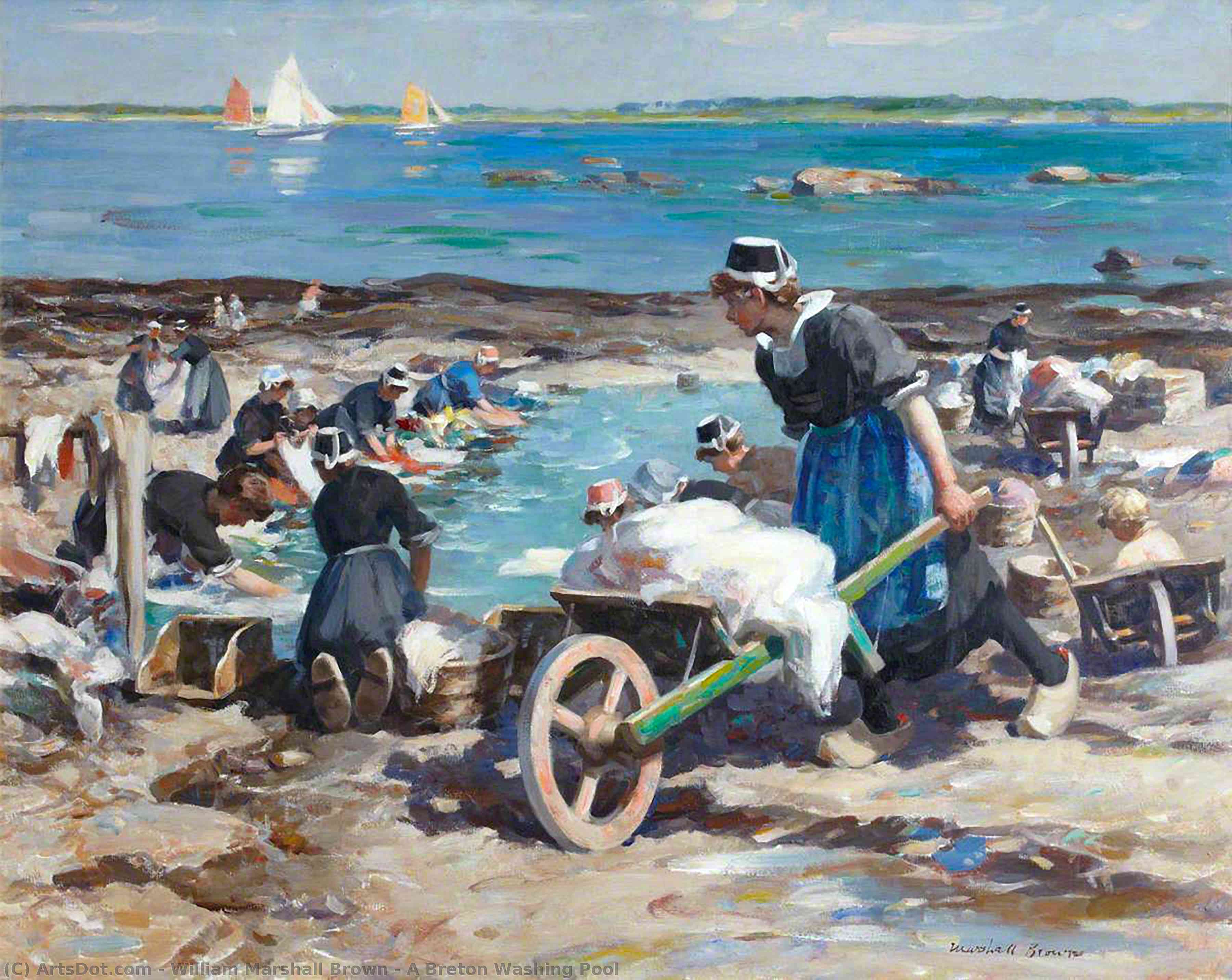 Ordem Reproduções De Pinturas Uma piscina de lavagem Breton, 1930 por William Marshall Brown (1863-1936) | ArtsDot.com