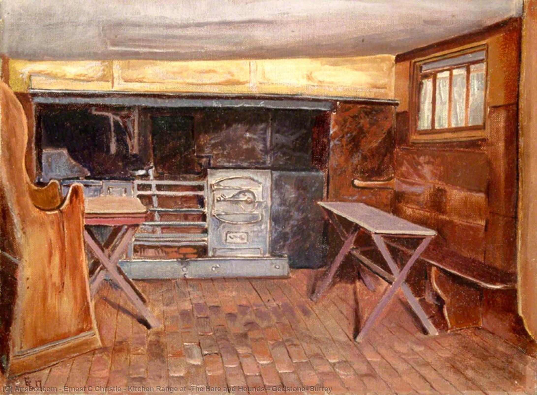 Buy Museum Art Reproductions Kitchen Range at `The Hare and Hounds`, Godstone, Surrey, 1917 by Ernest C Christie (1863-1937) | ArtsDot.com