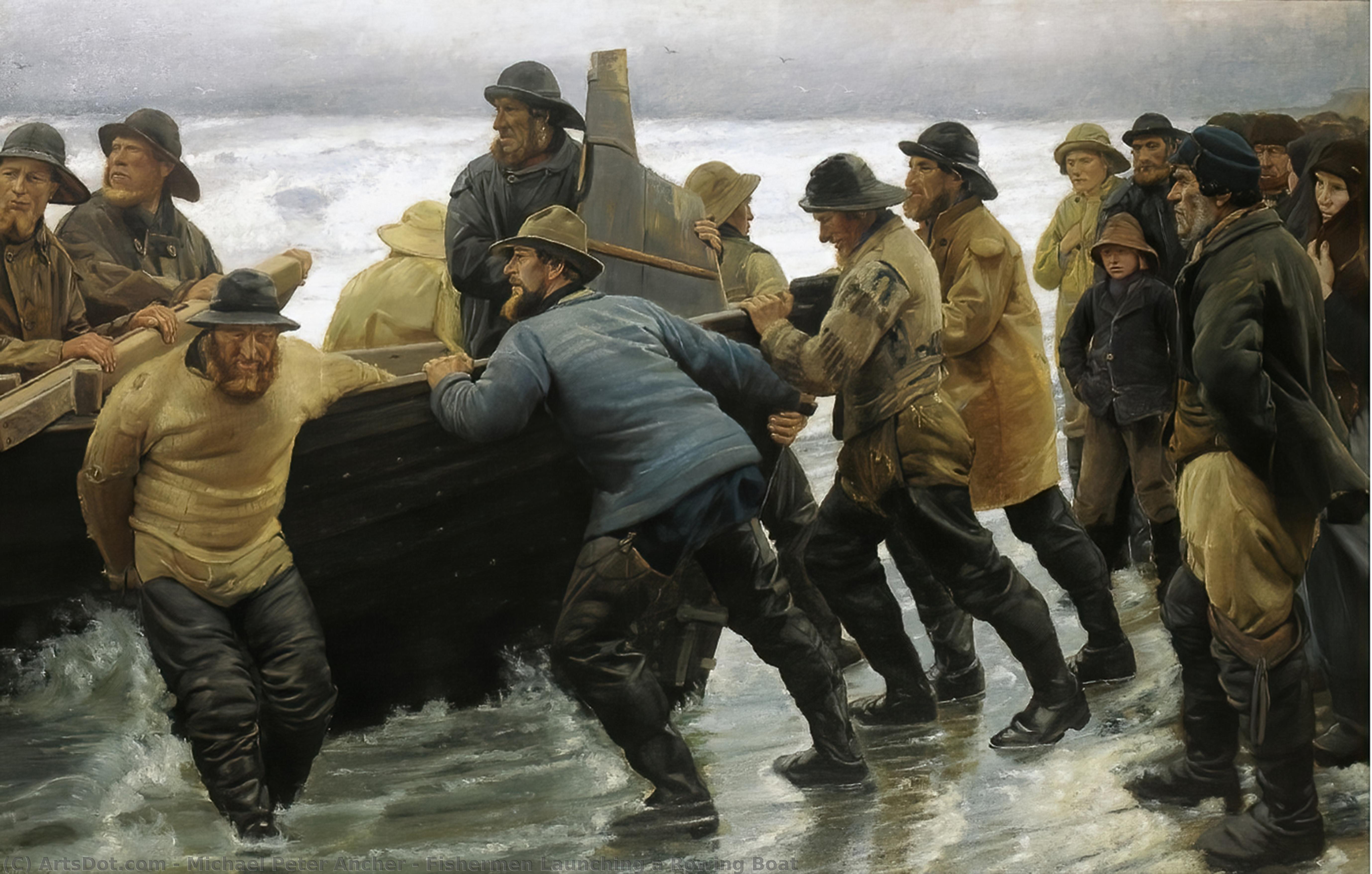 Comprar Reproducciones De Arte Del Museo Pescadores lanzando un bote remo, 1881 de Michael Peter Ancher (1849-1927) | ArtsDot.com