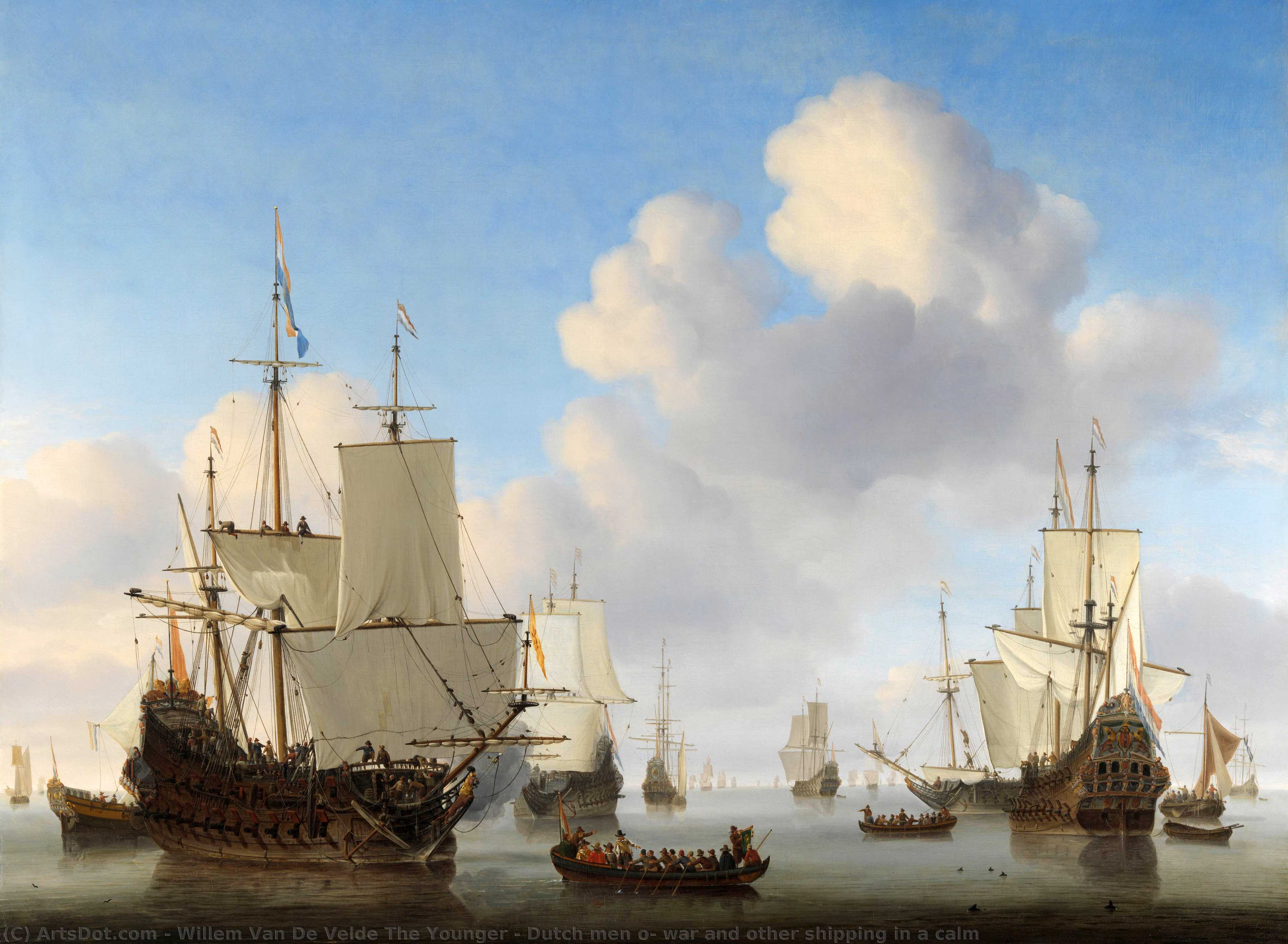 Order Art Reproductions Dutch men o` war and other shipping in a calm, 1655 by Velde Willem Van De The Younger (1633-1707, Netherlands) | ArtsDot.com