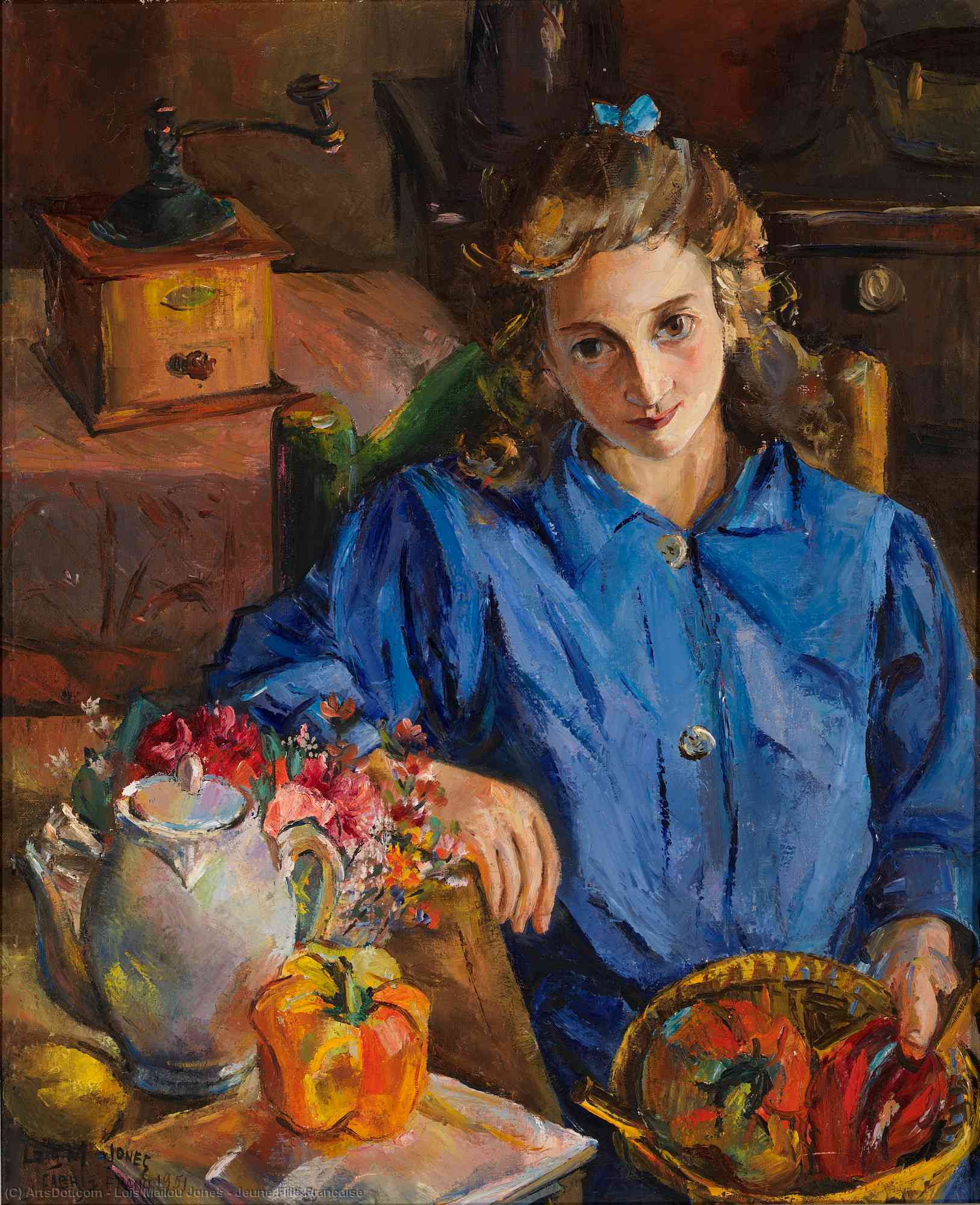 Order Oil Painting Replica Jeune Fille Française, 1951 by Lois Mailou Jones (Inspired By) (1905-1998, United States) | ArtsDot.com