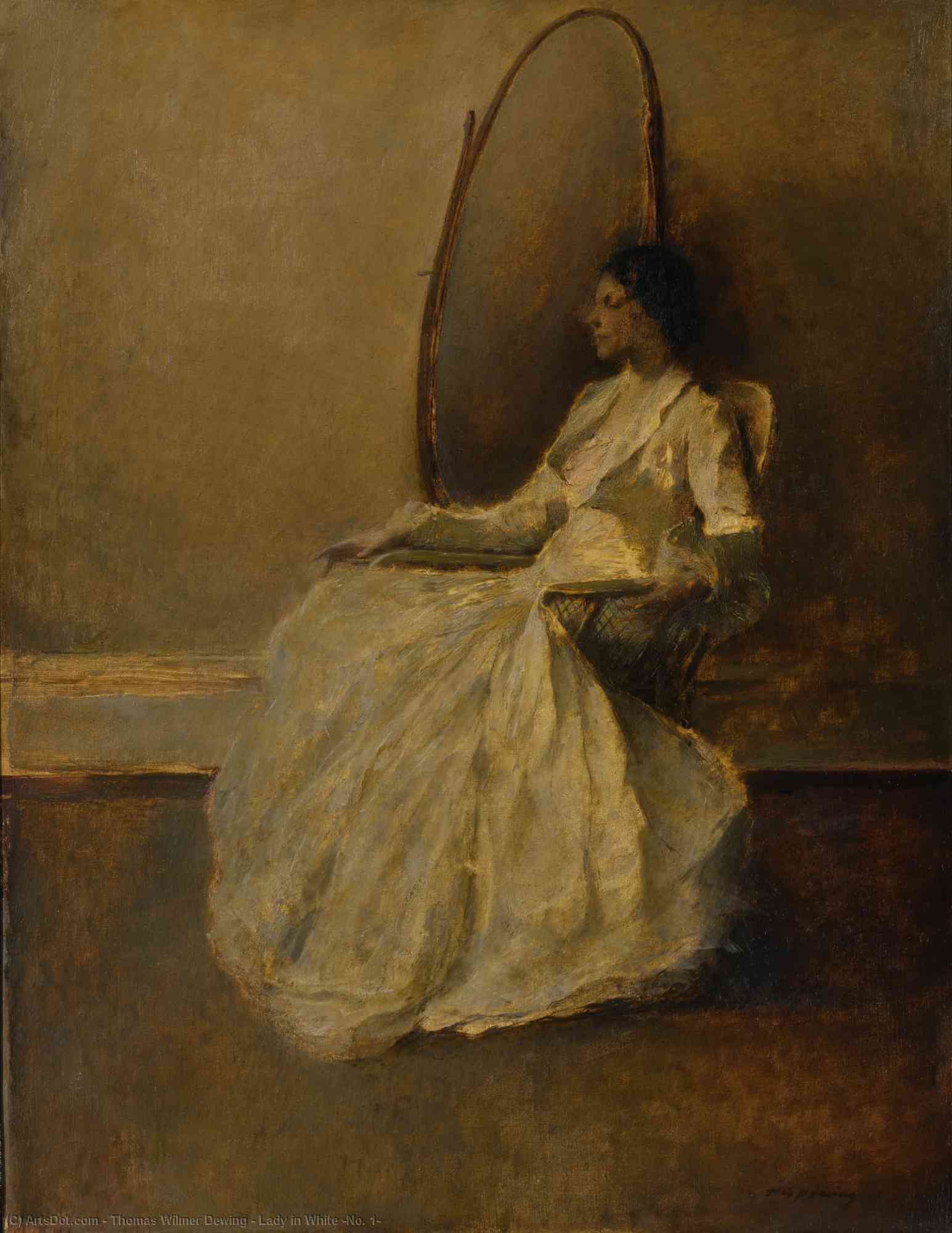 Order Art Reproductions Lady in White (No. 1), 1910 by Thomas Wilmer Dewing (1851-1938, United States) | ArtsDot.com