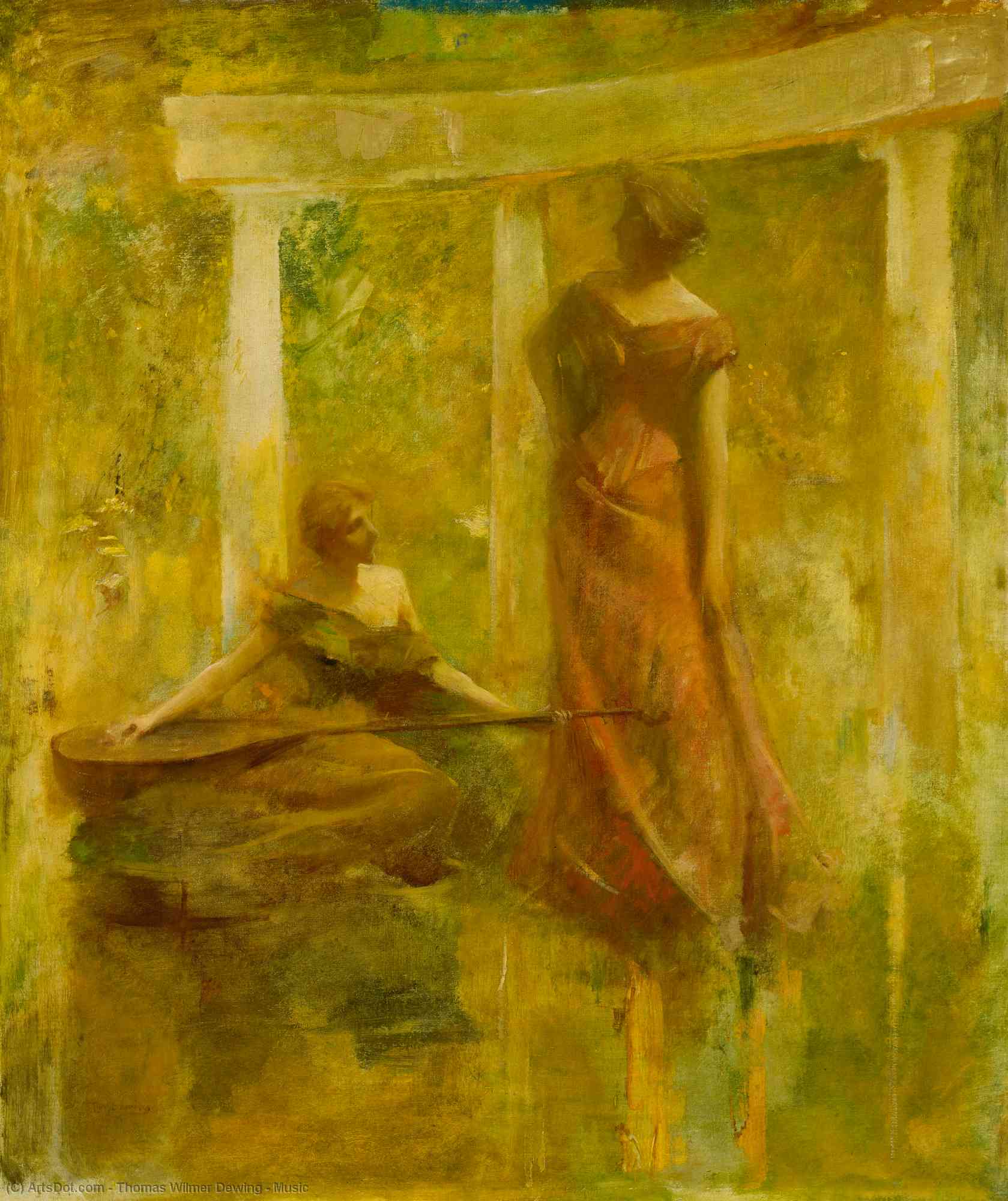 Order Oil Painting Replica Music, 1895 by Thomas Wilmer Dewing (1851-1938, United States) | ArtsDot.com