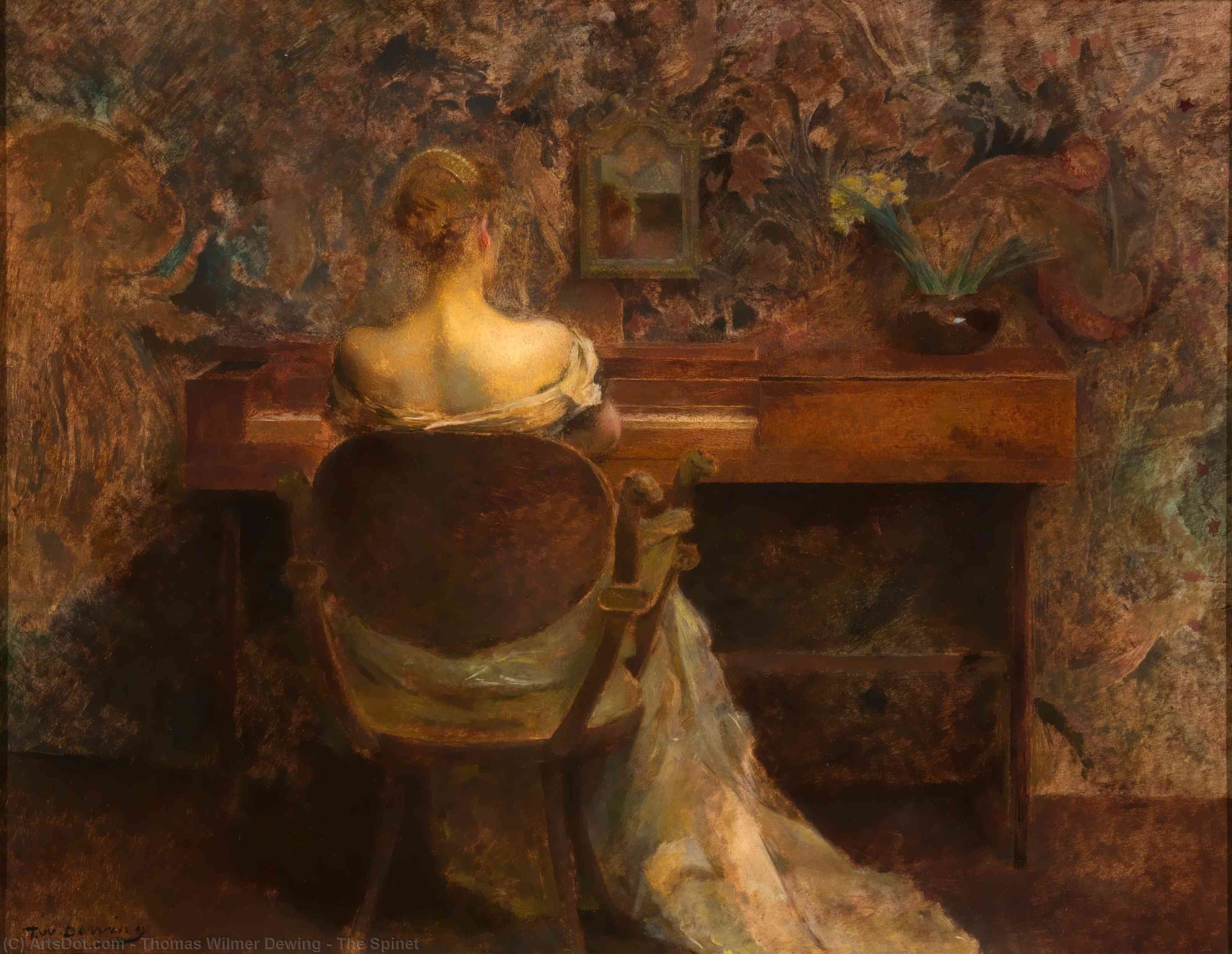 Buy Museum Art Reproductions The Spinet, 1902 by Thomas Wilmer Dewing (1851-1938, United States) | ArtsDot.com