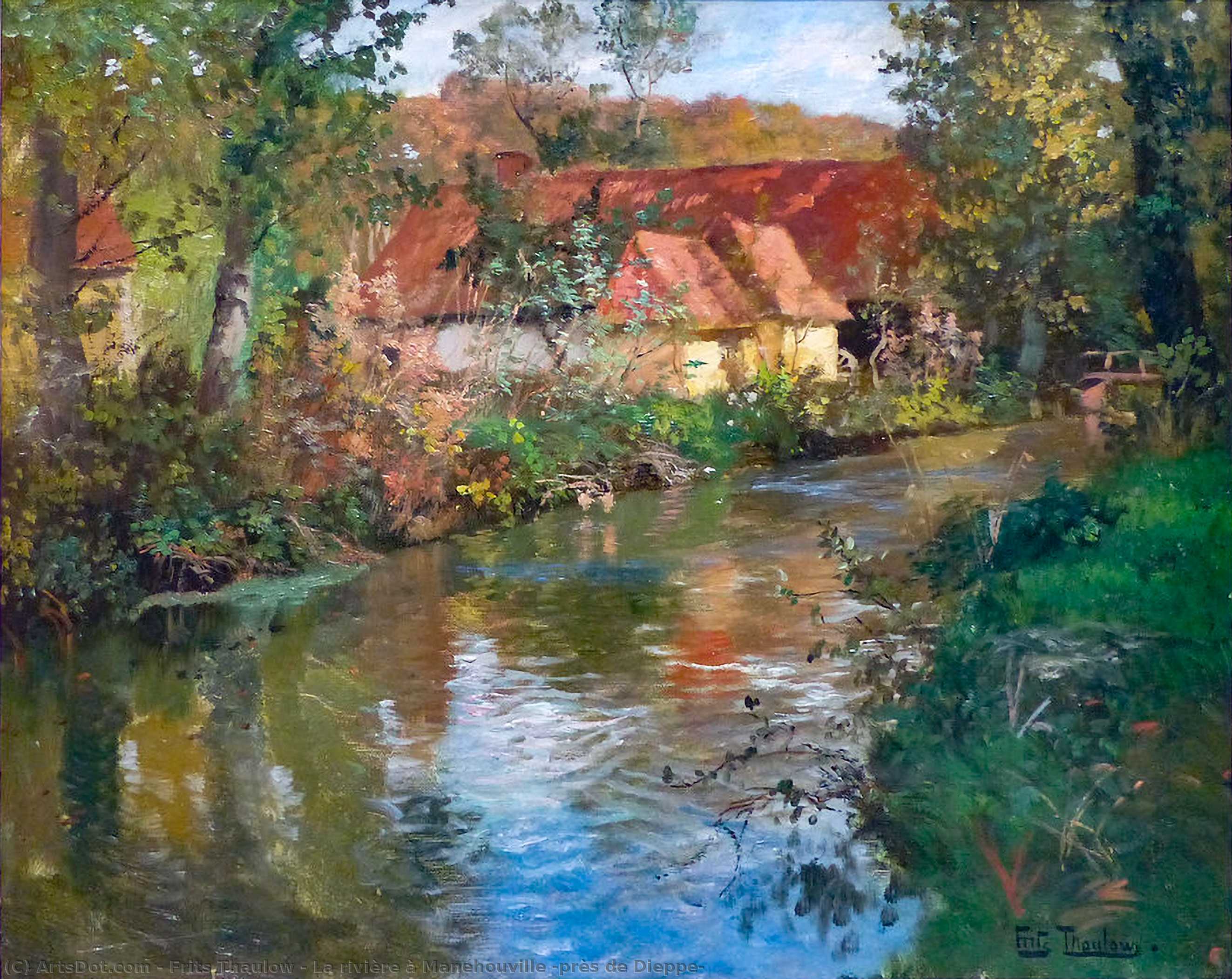 Buy Museum Art Reproductions La rivière à Manéhouville (près de Dieppe) by Frits Thaulow (1847-1906, Norway) | ArtsDot.com