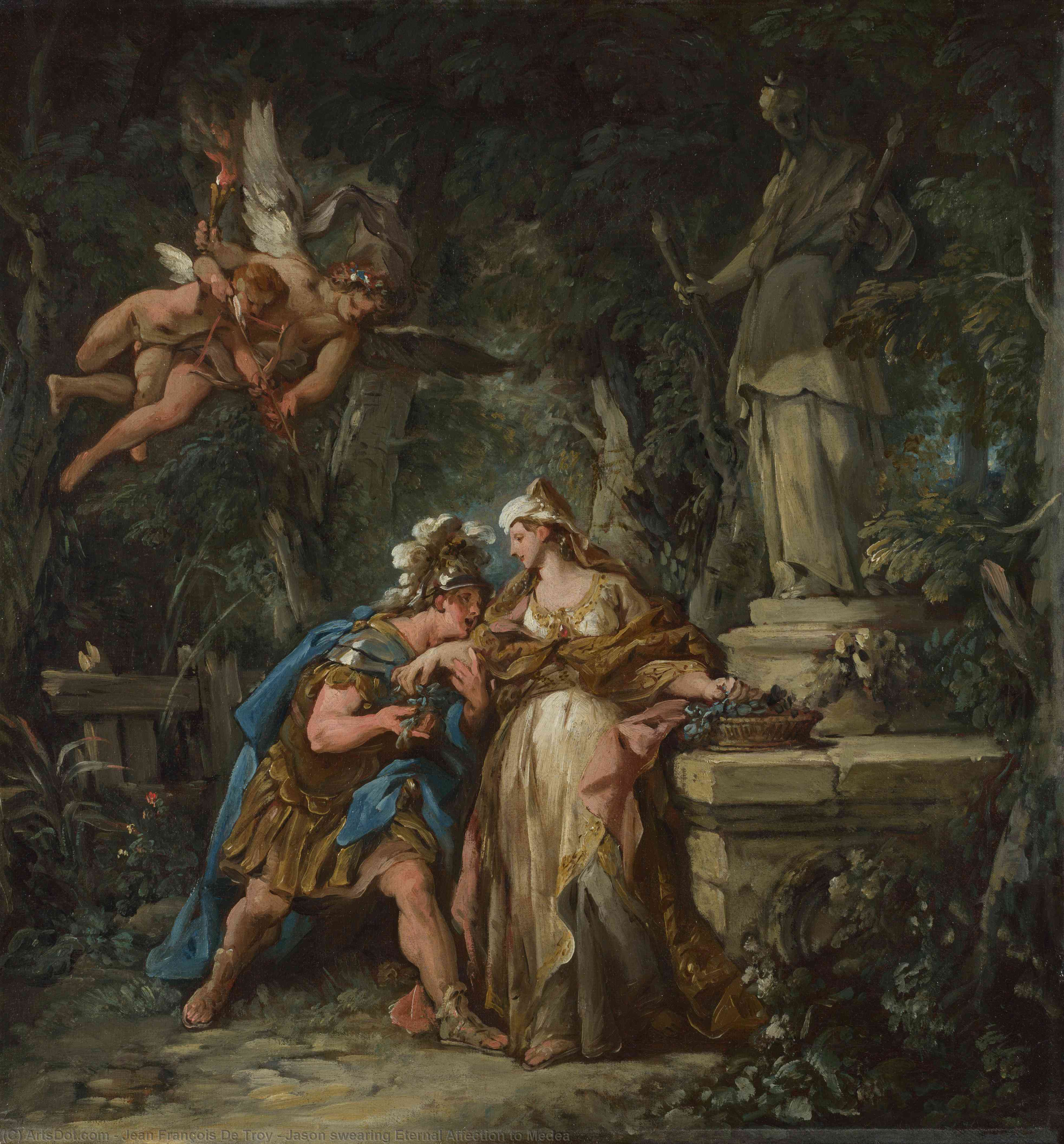 Order Paintings Reproductions Jason swearing Eternal Affection to Medea, 1742 by Jean François De Troy (1645-1730, France) | ArtsDot.com