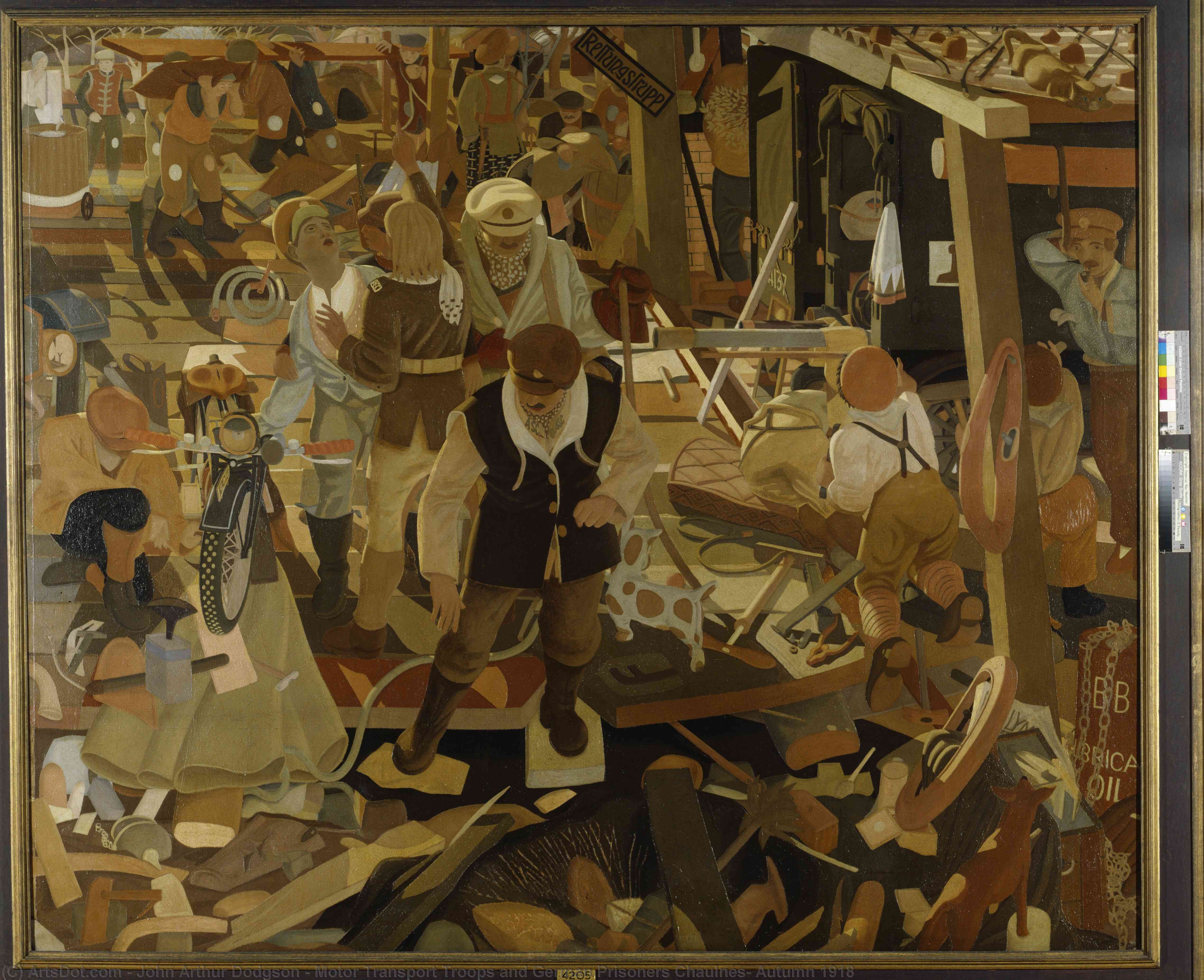 顺序 油畫 1918年秋,汽车运输部队和德国囚犯Chaulnes, 1918 通过 John Arthur Dodgson (灵感来自) (1890-1969) | ArtsDot.com