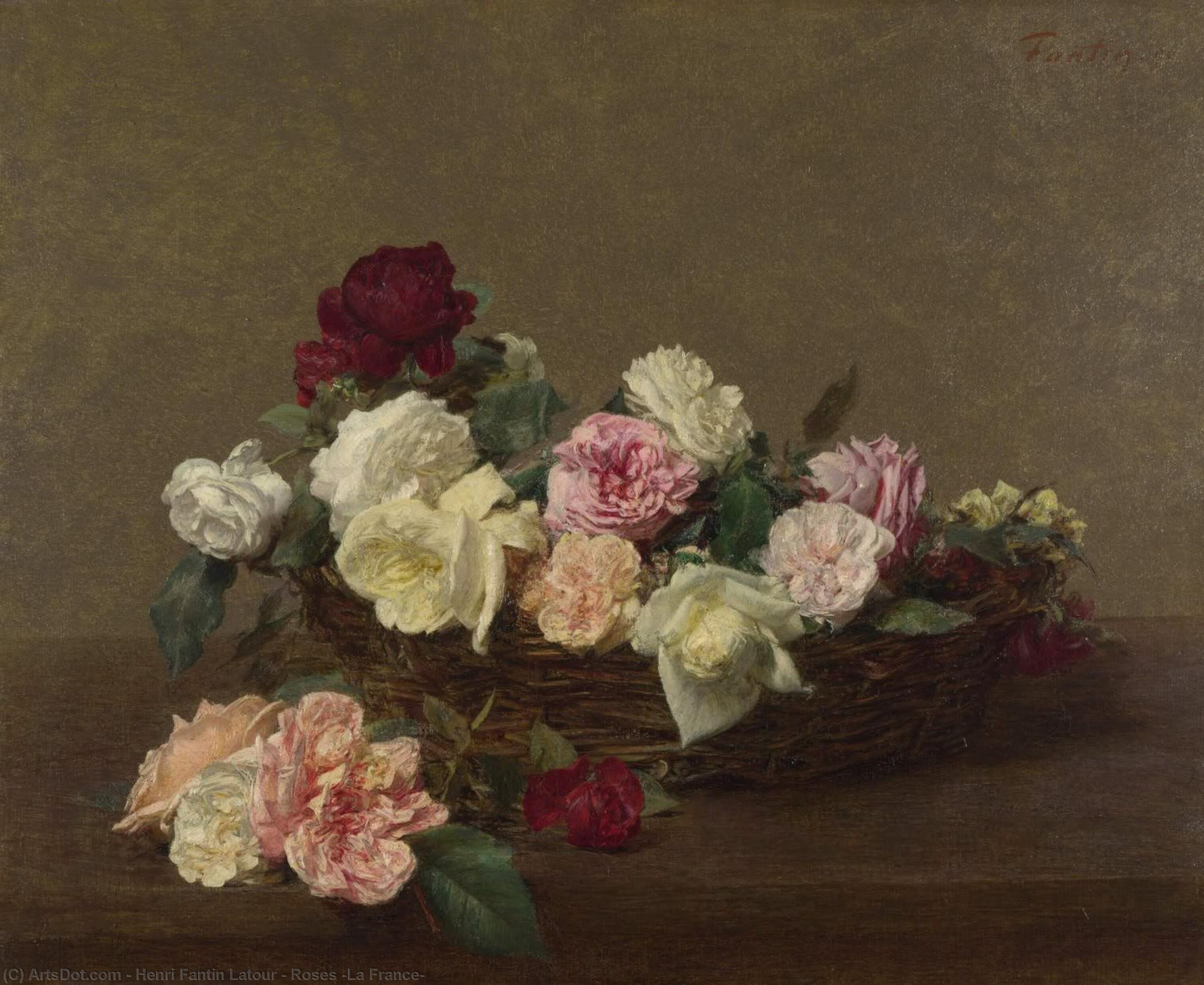 Order Artwork Replica Roses `La France`, 1895 by Henri Fantin Latour (1836-1904, France) | ArtsDot.com
